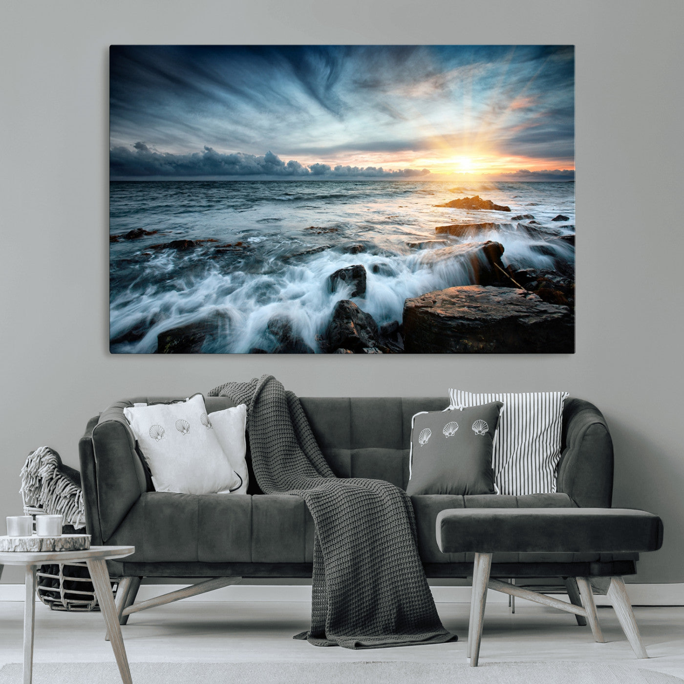 33428-MGV-CV-36X24-Ocean Sunrise Wall Art – Serene Seascape Canvas Print, Coastal Home or Office Decor, Perfect for Living Room, Bedroom, or Study
