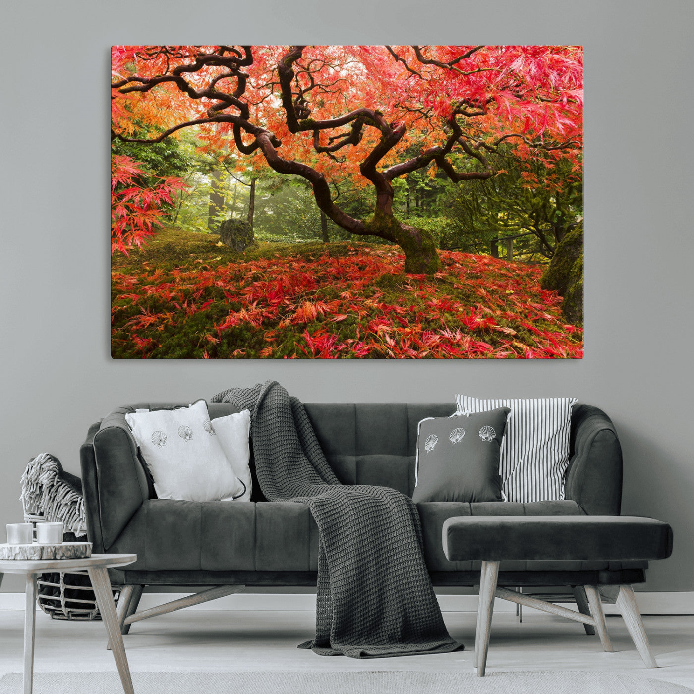 73343-MGV-CV-36X24-Autumn Maple Wall Art – Panoramic Vibrant Red Maple Tree Canvas Print, Seasonal Nature Decor for Office, Living Room or Garden