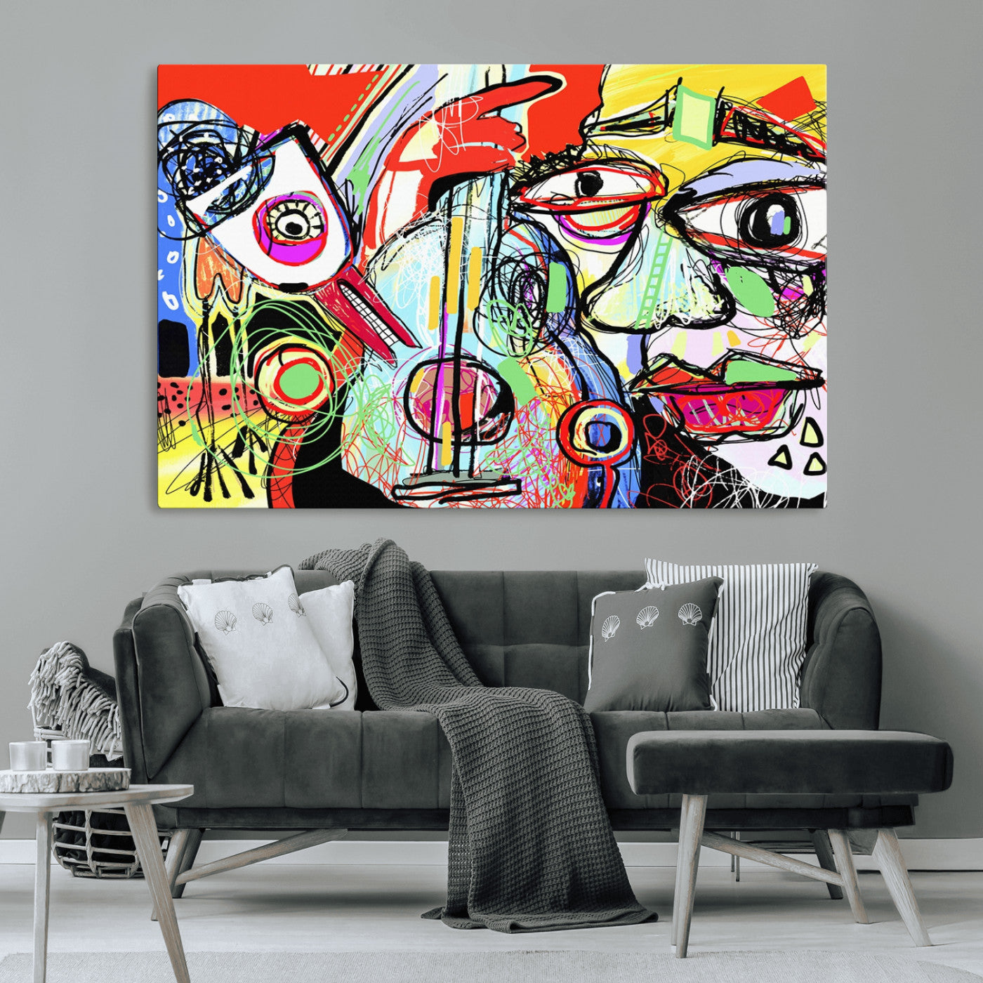 37796-MGV-CV-36X24-Picasso Style Wall Art Canvas Print, Framed Picasso Art Picture Print, Picasso Cubism Perfect Modern Abstract Decor Artwork