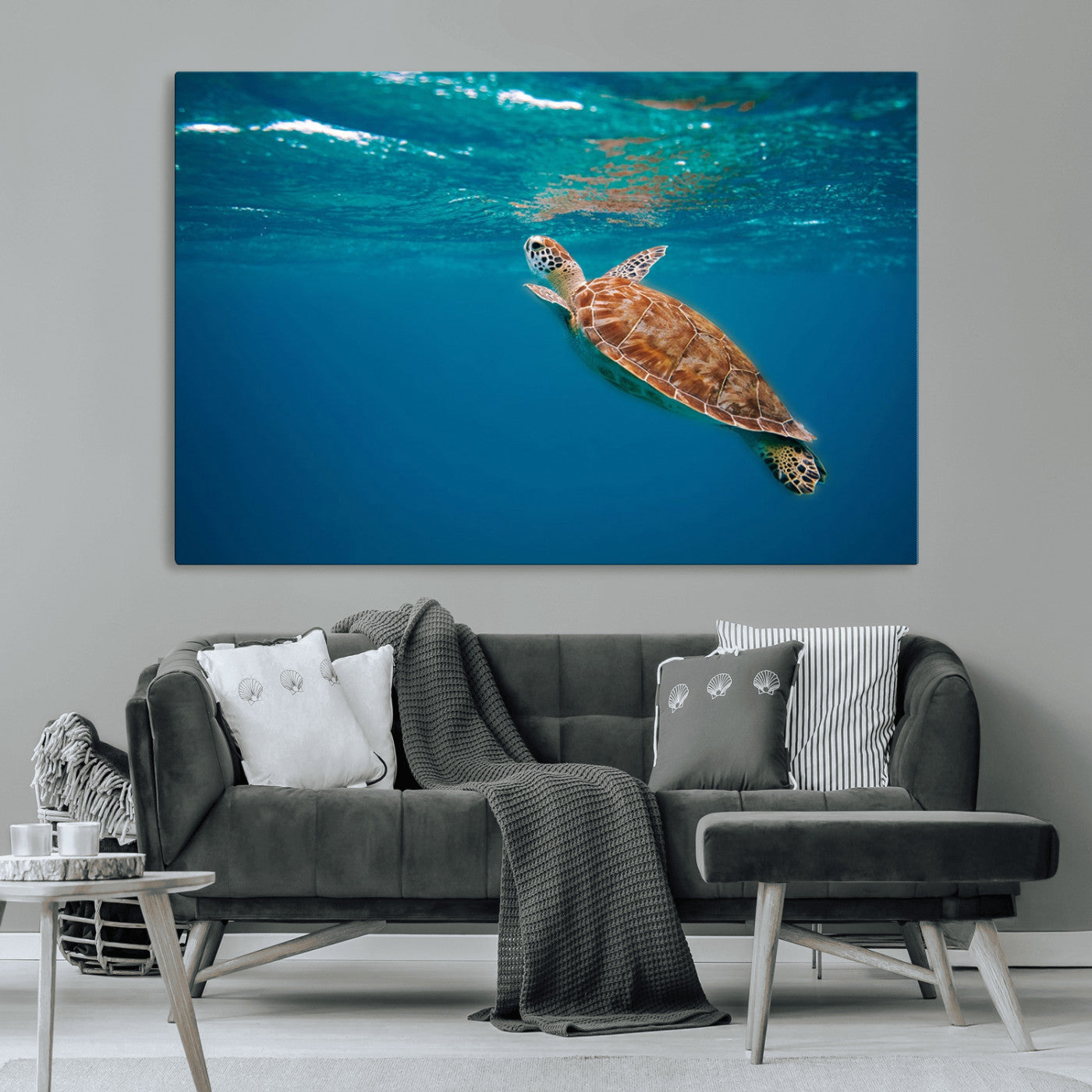 91440-MGV-CV-36X24-Sea Turtle Wall Art – Ocean Turtle Canvas Print, Underwater Marine Life Decor for Living Room, Office, Beach House or Bathroom