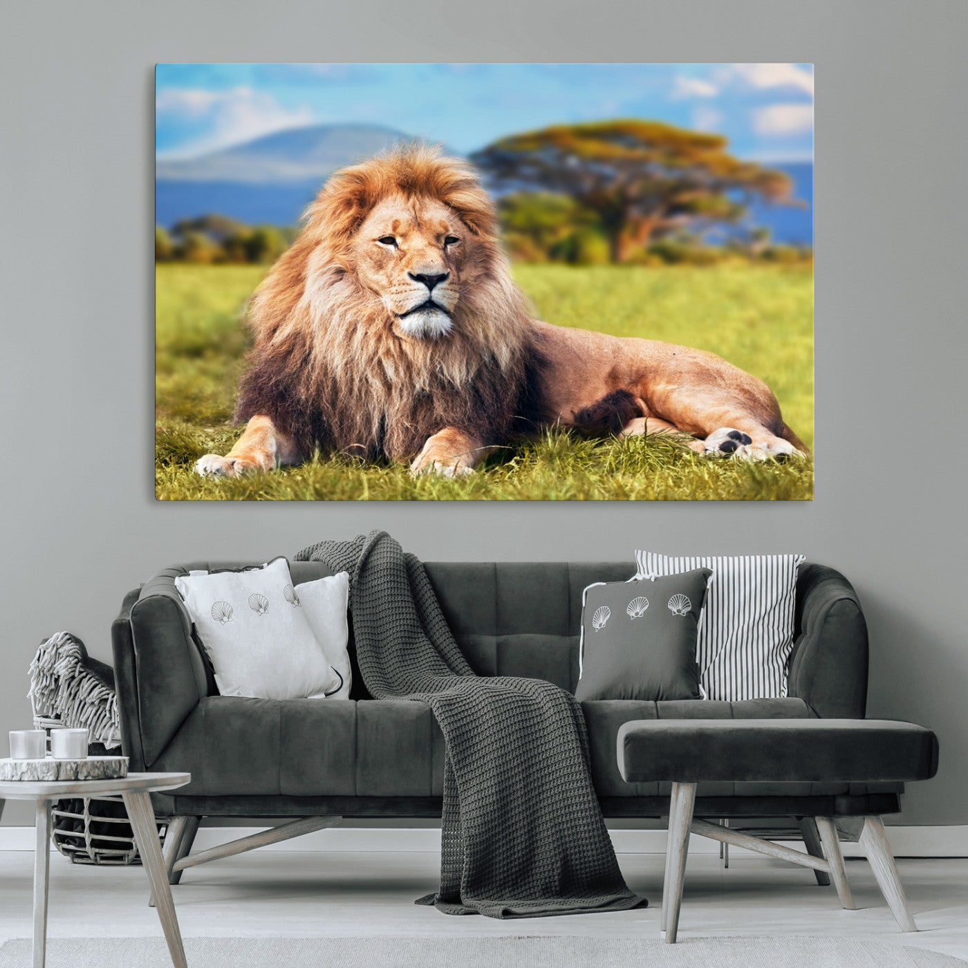 67826-MGV-CV-36X24-Majestic Lion Wall Art – King of the Jungle Canvas Print, Safari Wildlife Decor for Living Room, Office, or Man Cave