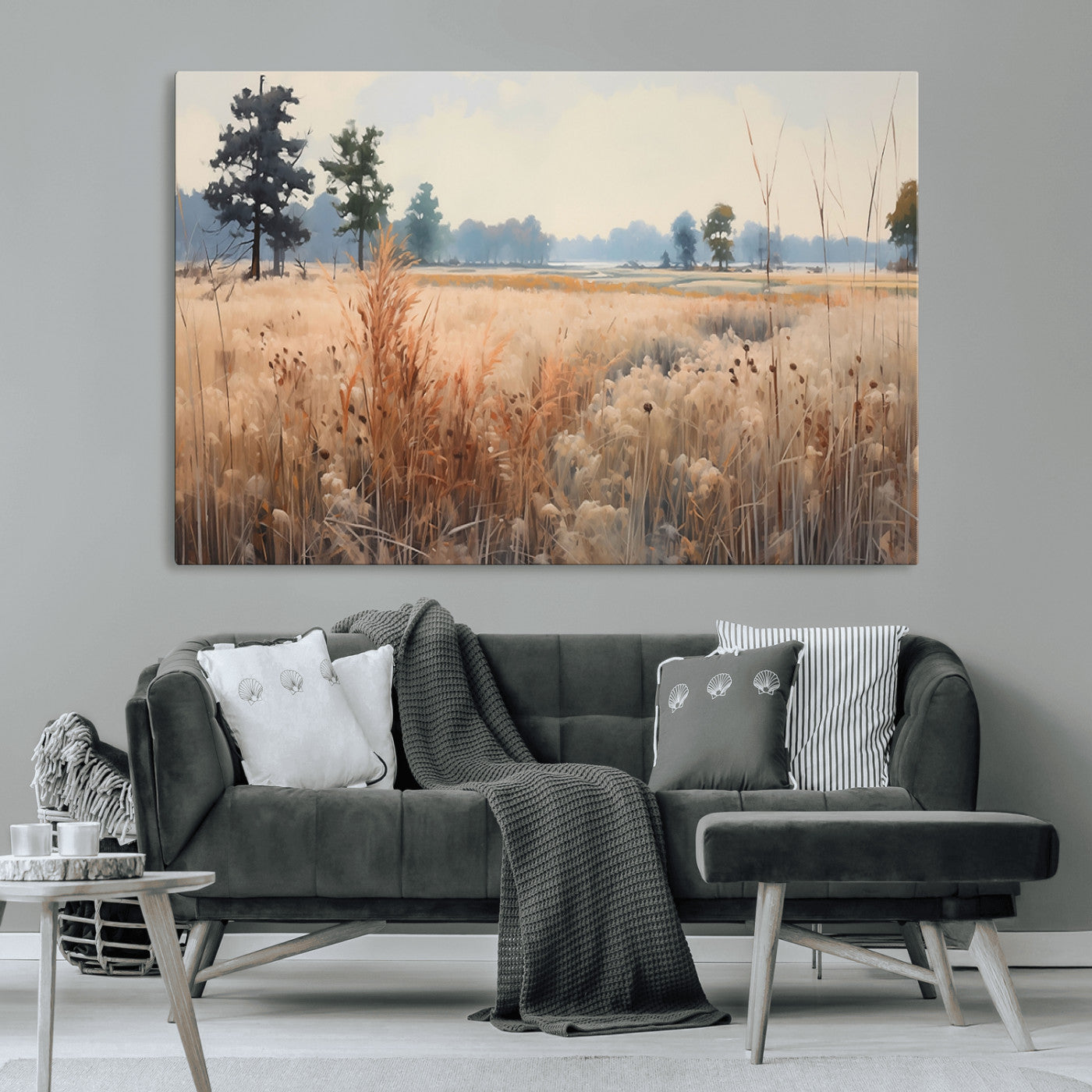 98822-MGV-CV-36X24-Autumn Meadow Wall Art – Tranquil Grassland Landscape Canvas Print, Rustic Country Decor for Living Room, Bedroom or Farmhouse