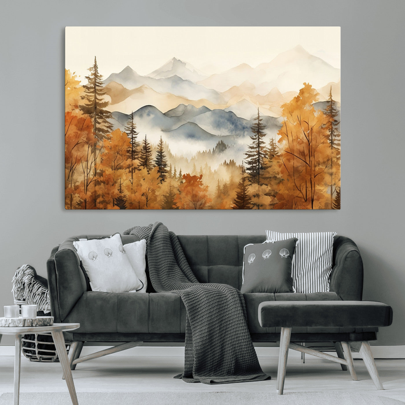 72950-MGV-CV-36X24-Autumn Mountain Forest Wall Art – Golden Fall Landscape Canvas Print, Nature-Inspired Home Decor for Living Room, Bedroom or
