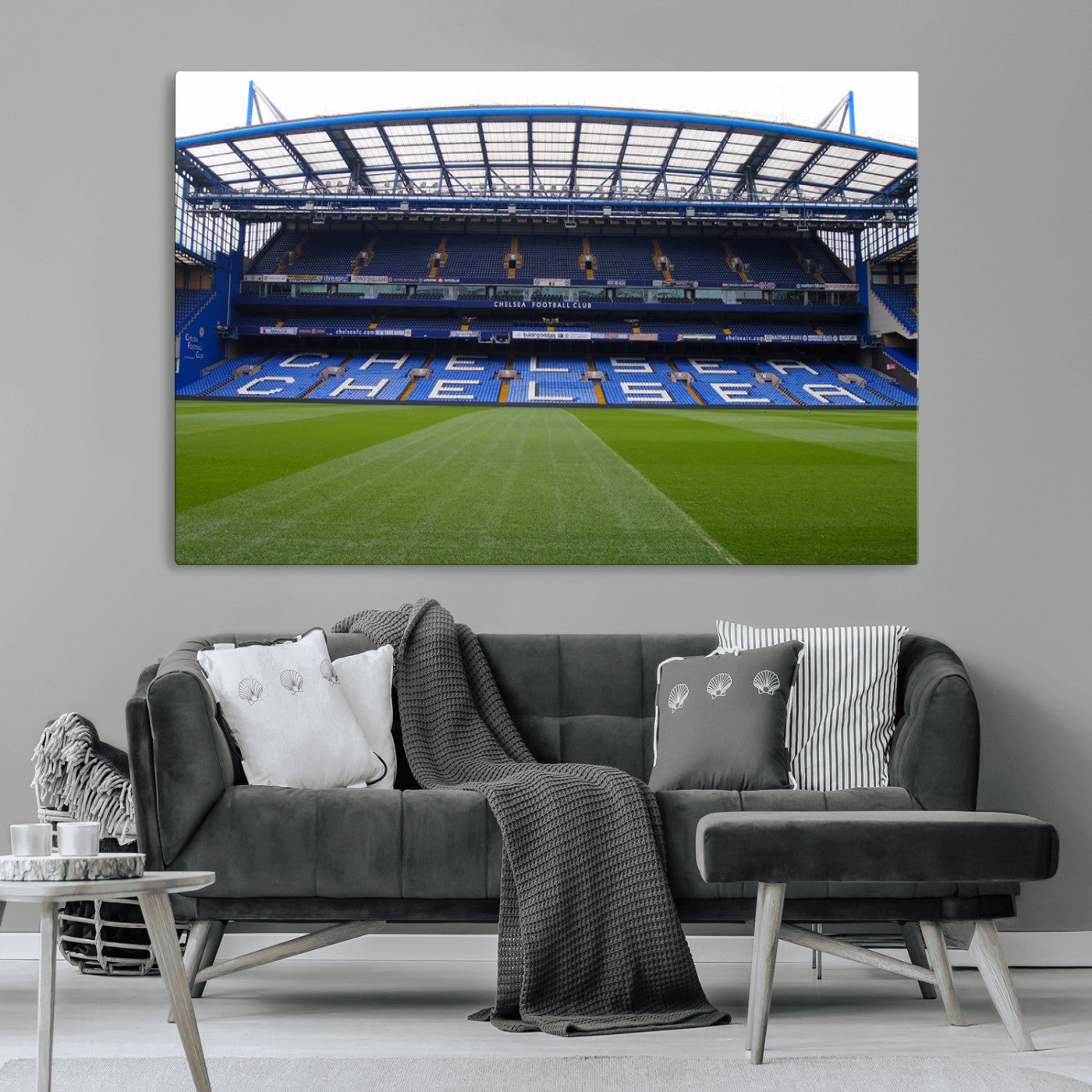 59508-MGV-CV-36X24-Chelsea Stadium Wall Art – Stamford Bridge Football Arena Canvas Print, Iconic Soccer Artwork for Living Room, Office, Game Room