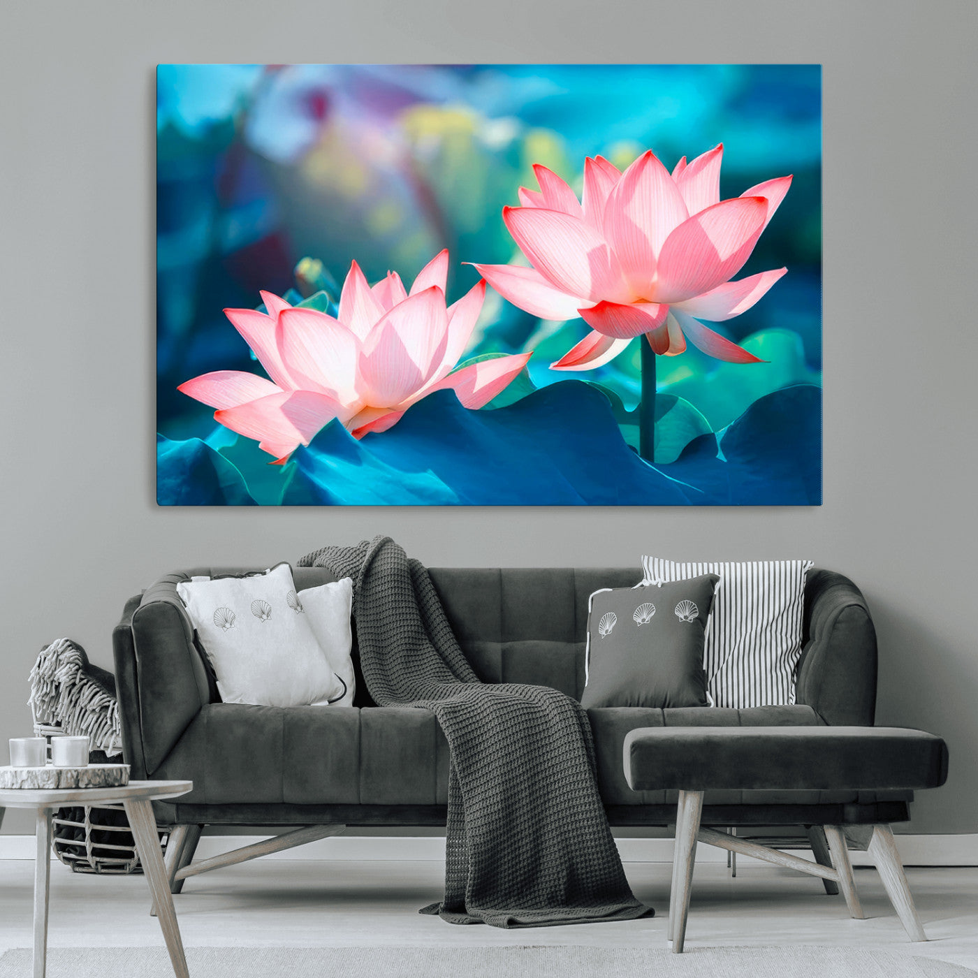 32559-MGV-CV-36X24-Lotus Flower Wall Art – Pink Water Lily Canvas Print, Tranquil Nature Decor for Living Room, Bedroom or Meditation Space