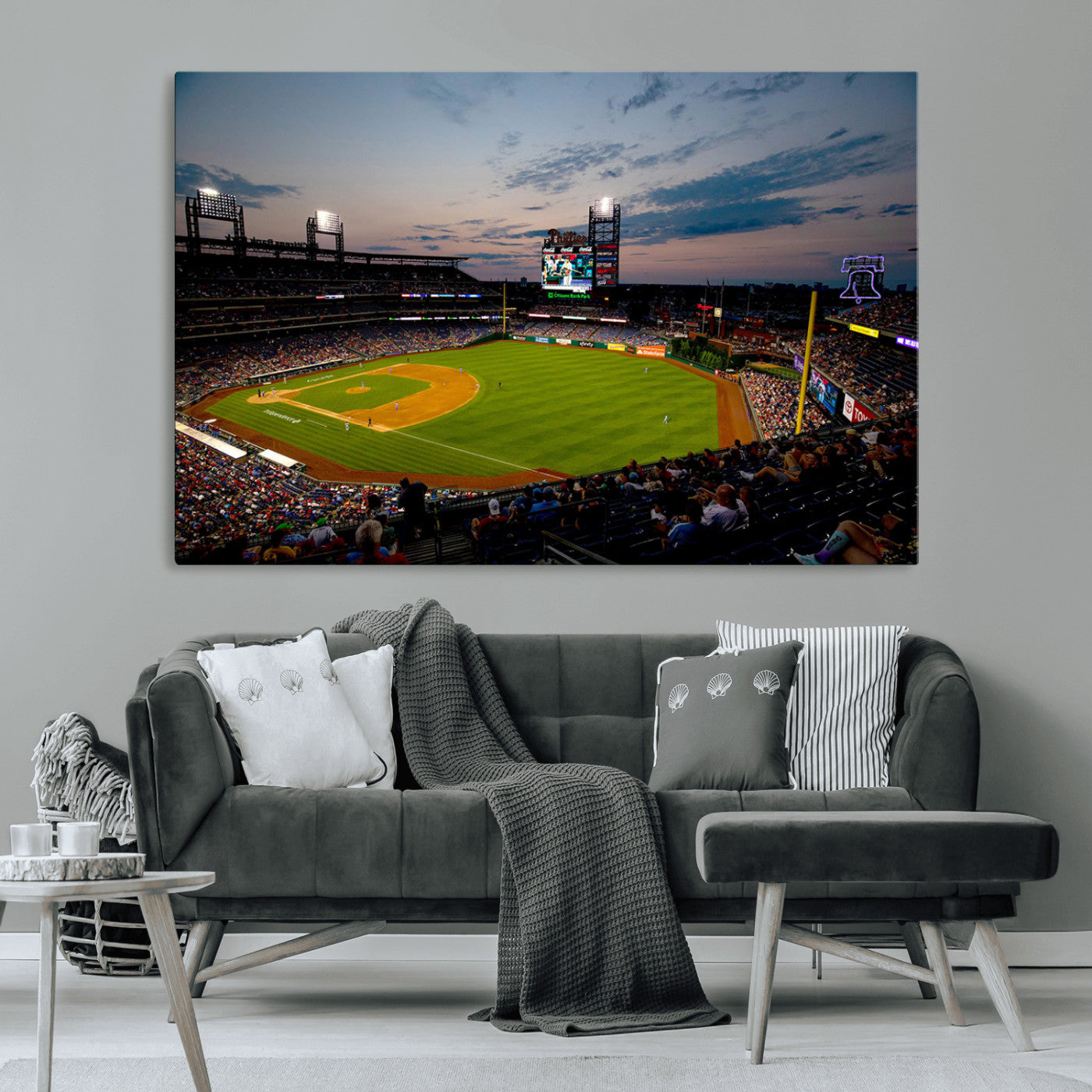17415-MGV-CV-36X24-Philadelphia Phillies Stadium Wall Art Canvas Print, Framed Citizens Bank Park Art Picture Print, Phillies Stadium Field Perfect