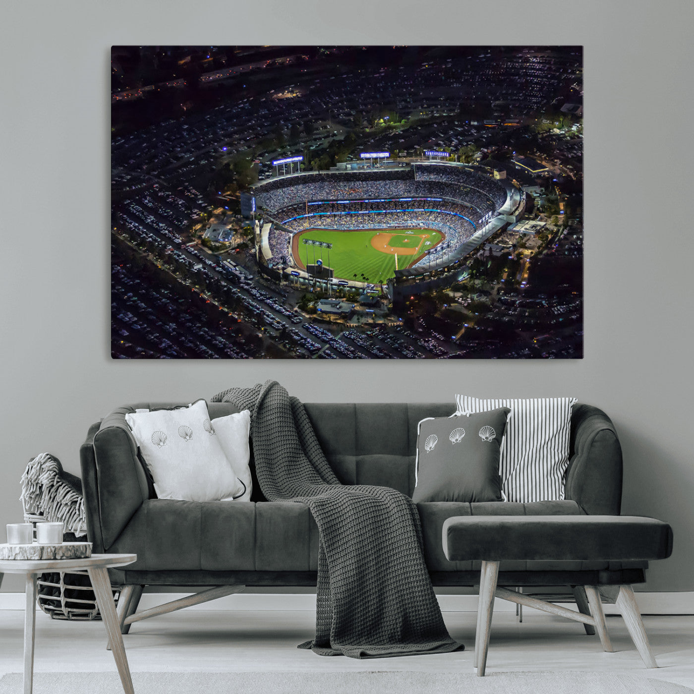 16515-MGV-CV-36X24-Dodgers Stadium Wall Art Canvas Print, Framed Baseball Stadium Art Picture Print, Dodgers Field Perfect Sport Room Decor Artwork