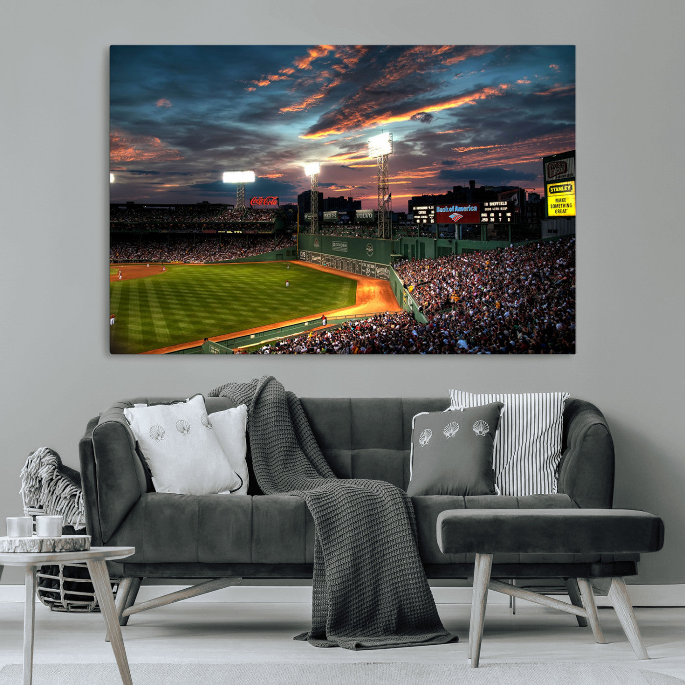 66781-MGV-CV-36X24-Baseball Stadium Wall Art – Canvas Print Evening Game Field Packed Crowd Sunset Sky Sports Photography, Dynamic Decor for Game