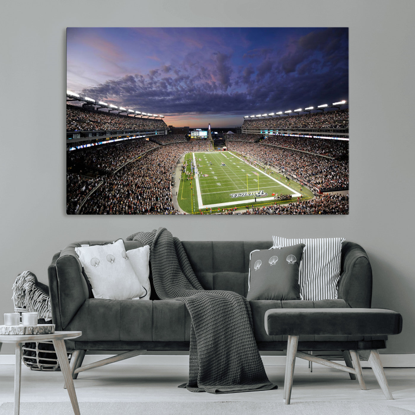 52712-MGV-CV-36X24-Gillette Stadium Field Wall Art Canvas Print, Framed Massachusetts Stadium Art Picture Print, Gillette Stadium Perfect Sport Room
