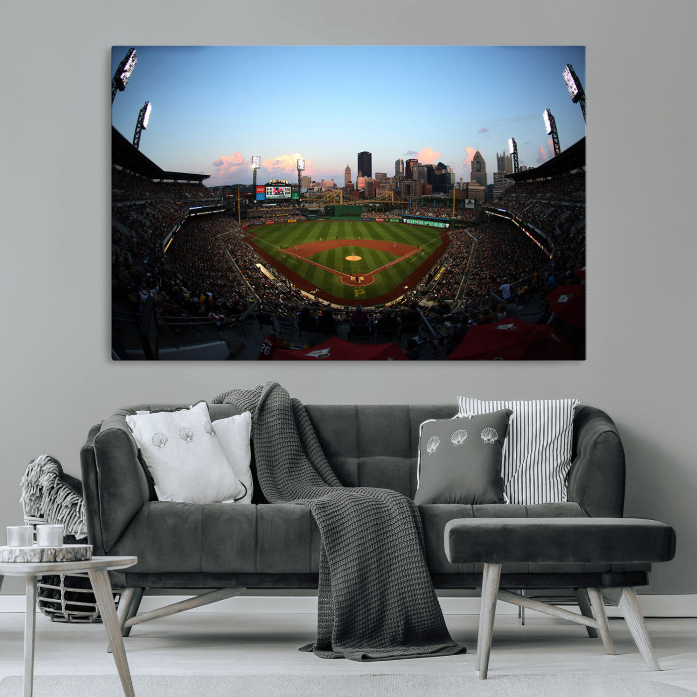 67670-MGV-CV-36X24-PNC Park Stadium Wall Art Canvas Print, Framed Pittsburgh Pirates Stadium Art Picture Print, PNC Park Field Perfect Sport Room