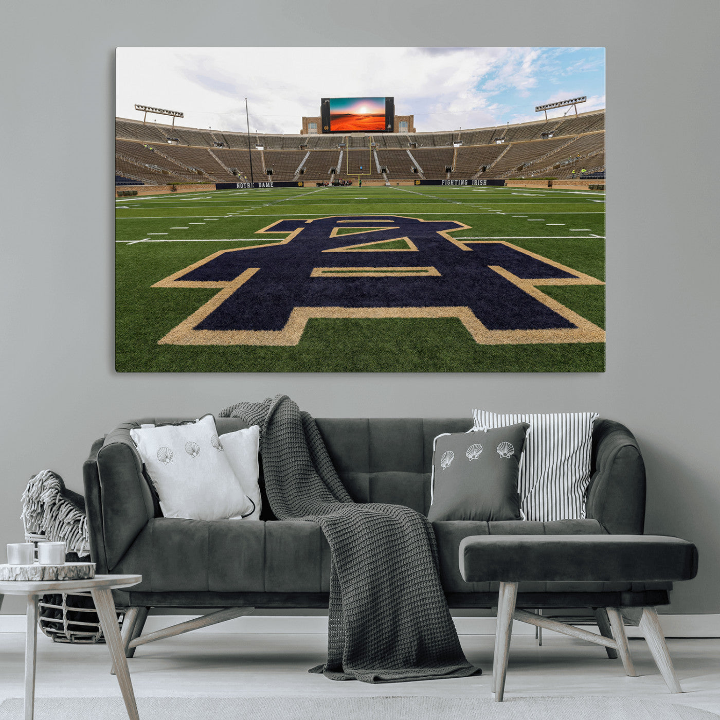 52835-MGV-CV-36X24-Notre Dame Stadium Wall Art Canvas Print, Framed Indiana Stadium Art Picture Print, Notre Dame Field Perfect Sport Room Decor