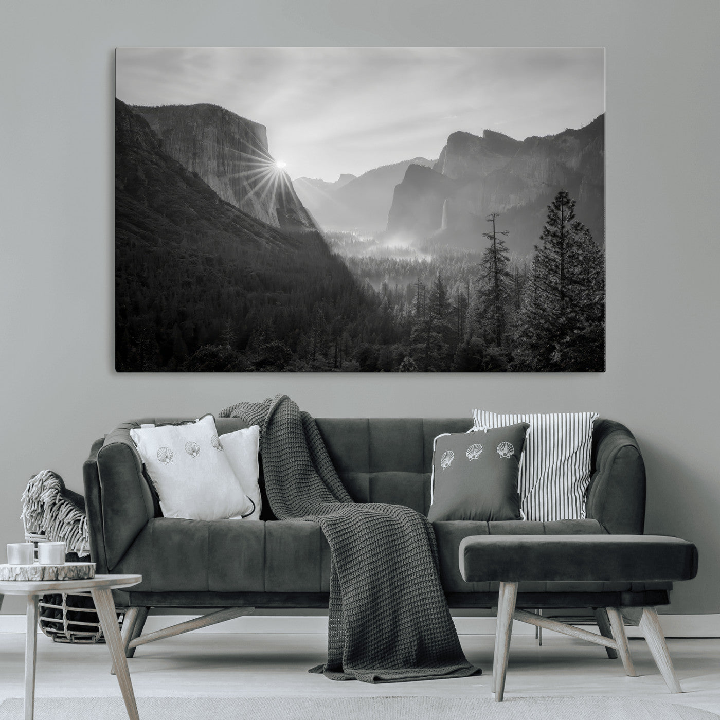 39278955-MGV-CV-36X24-Yosemite Valley Wall Art Canvas Print, Framed El Capitan Art Picture Print, Misty Mountain Perfect Modern Rustic Decor Artwork