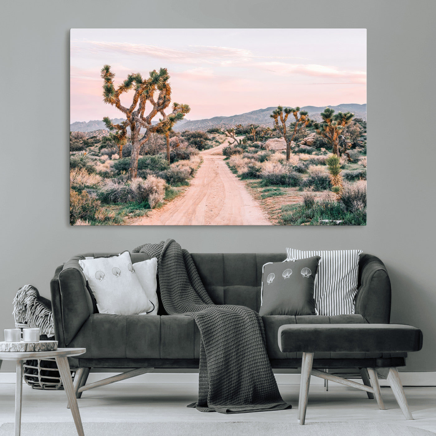 12540952-MGV-CV-36X24-Joshua Tree Park Wall Art Canvas Print, Framed Desert Road Art Picture Print, Sunset Drive Perfect Southwestern Boho Decor Artwork
