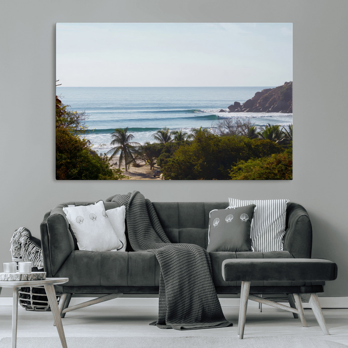 88336640-MGV-CV-36X24-Tropical Beach Scene Wall Art Canvas Print, Framed Coastal Photography Art Picture Print, Ocean Horizon Art Perfect Coastal Boho