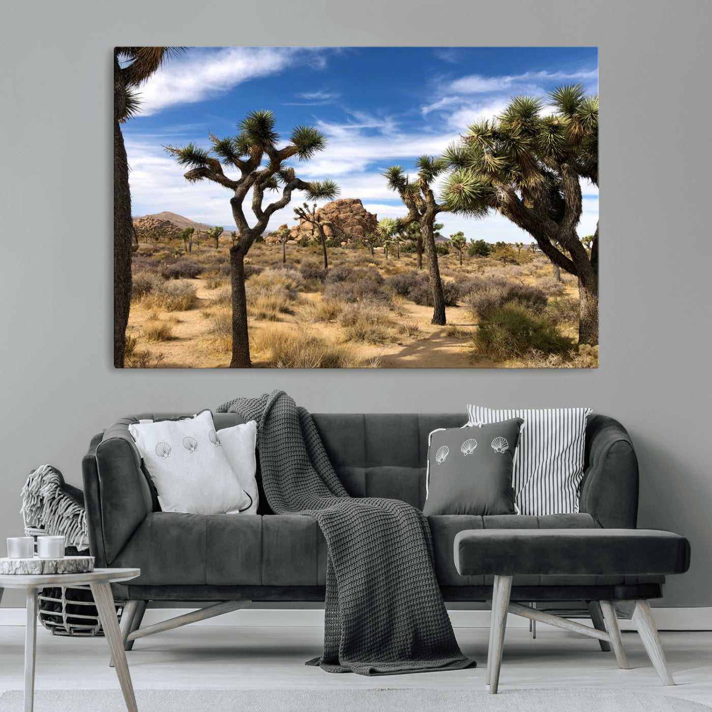 25722592-MGV-CV-36X24-Joshua Tree Desert Wall Art Canvas Print, Framed Southwestern Nature Art Picture Print, Rustic Earth Tones Perfect Southwestern