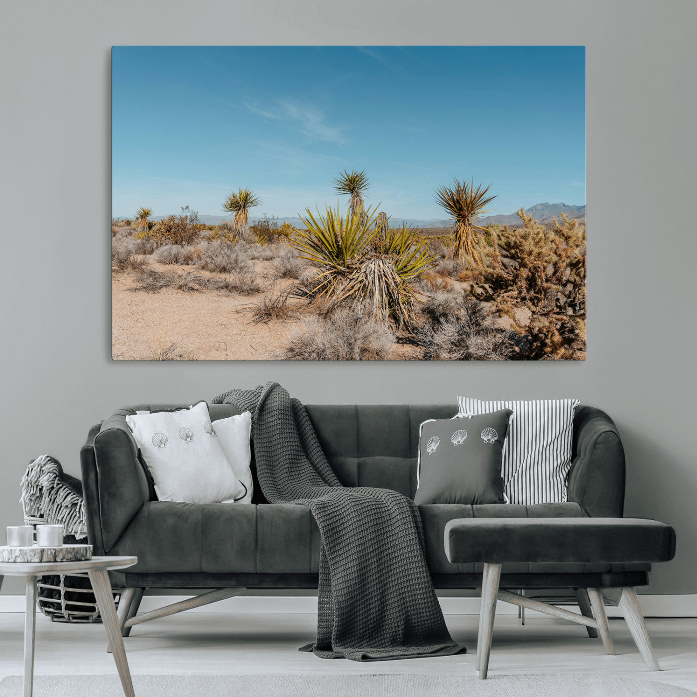 35156165-MGV-CV-36X24-Joshua Tree Wall Art Canvas Print, Framed Desert Landscape Art Picture Print, Warm Earth Tones Perfect Southwestern Minimalist