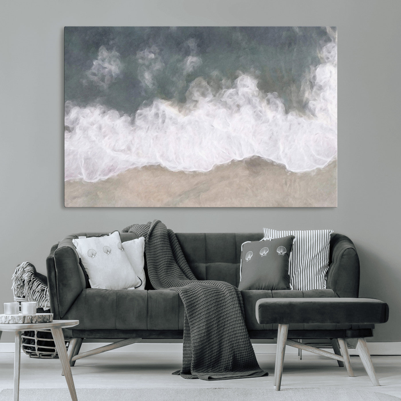 10072982-MGV-CV-36X24-Abstract Ocean Wave Wall Art – Coastal Beach Canvas Print, Minimalist Seascape Painting, Modern Ocean Inspired Artwork for Living