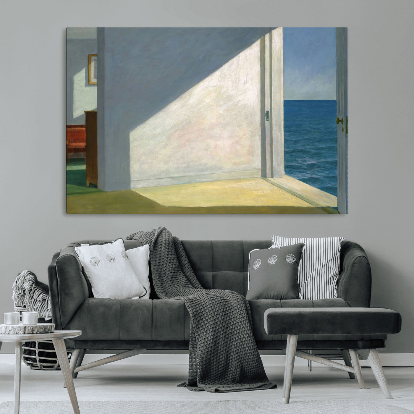 34188481-MGV-CV-36X24-Coastal Sunlight Wall Art – Minimalist Ocean View Canvas Print, Serene Beach House Inspired Decor for Bedroom, Living Room,