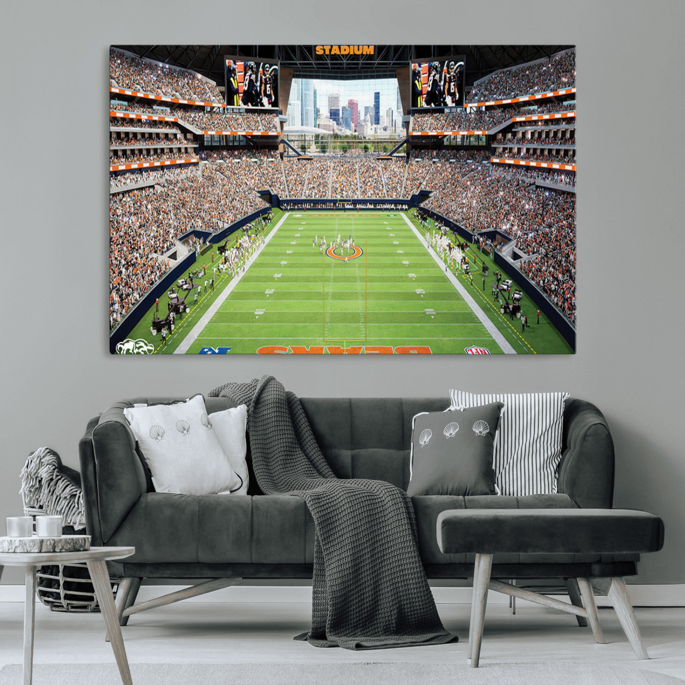 76935553-MGV-CV-36X24-Football Stadium Wall Art – Panoramic Game Day Canvas Print, Sports Decor for Man Cave, Office, Bar, or Living Room