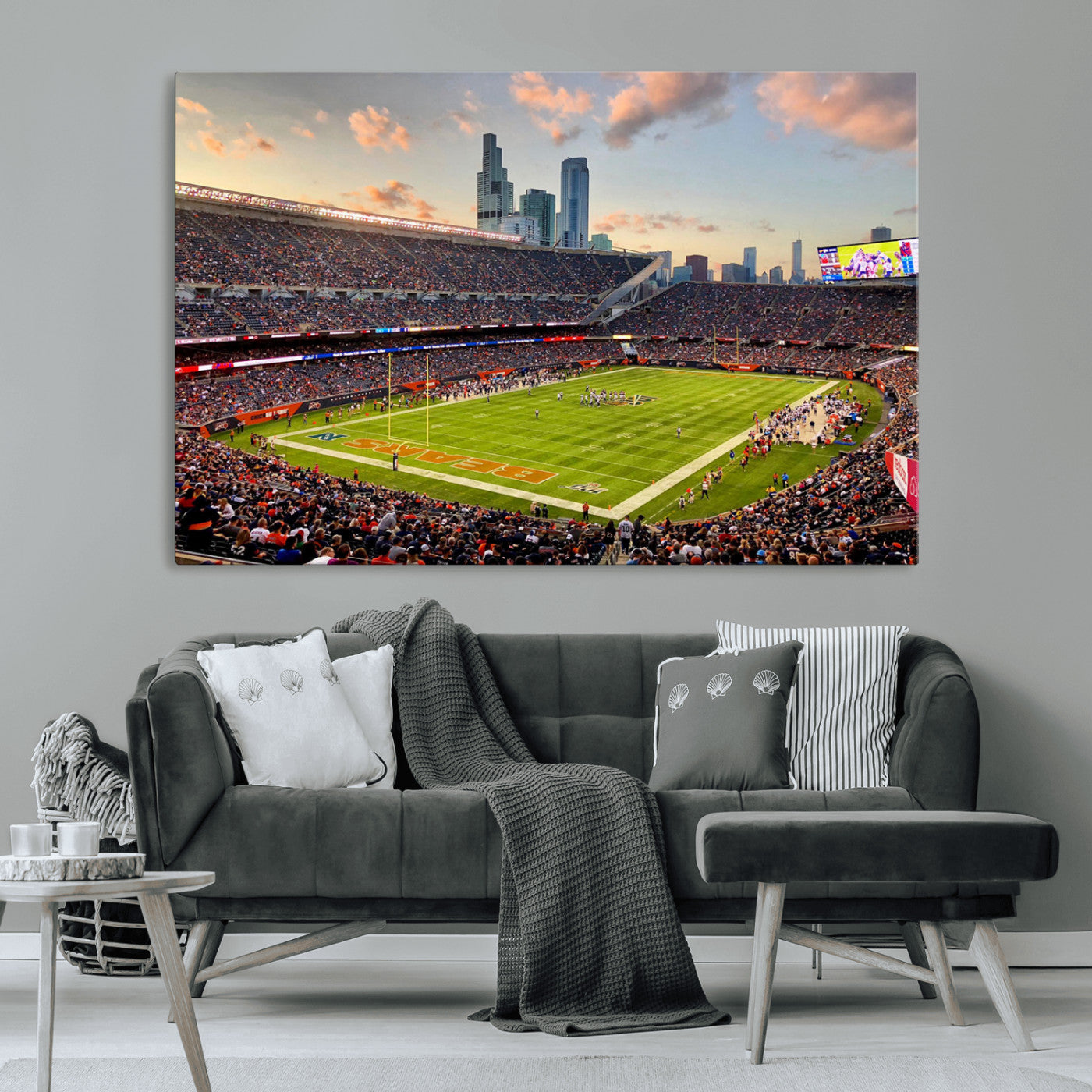 55377093-MGV-CV-36X24-Soldier Field Wall Art – Panoramic Chicago Bears Football Stadium Canvas Print, Game Day Sports Decor for Man Cave, Bar, Office,