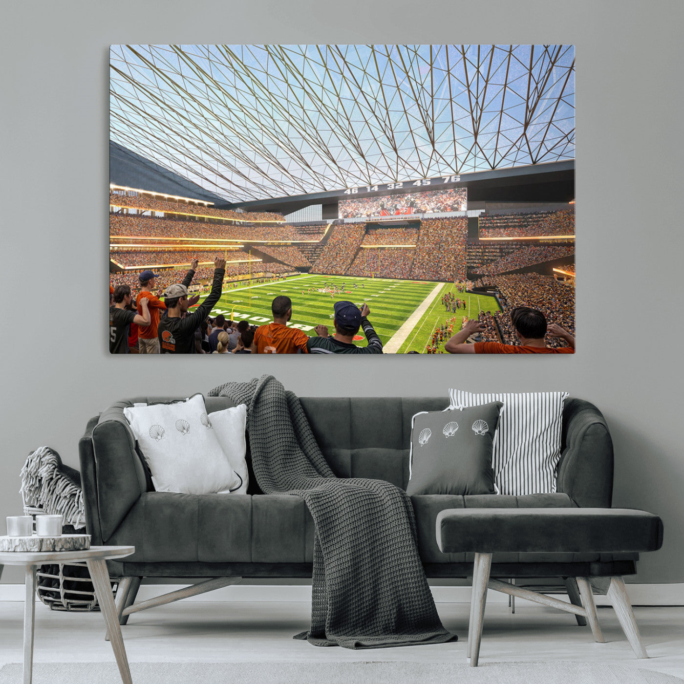 81960112-MGV-CV-36X24-Futuristic Football Stadium Wall Art – Modern Dome Arena Canvas Print, Chicago Bears Concept Design Sports Decor for Man Cave or