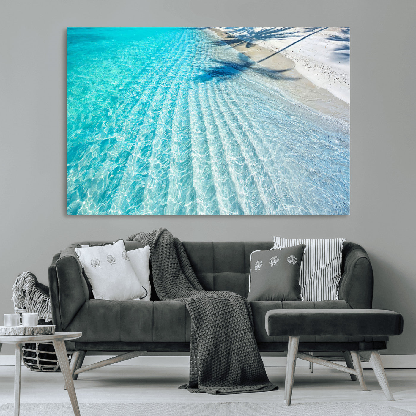68127042-MGV-CV-36X24-Beach Wall Art – Tropical Ocean Canvas Print, Clear Water and White Sand Photography Decor for Bedroom, Living Room, Office,