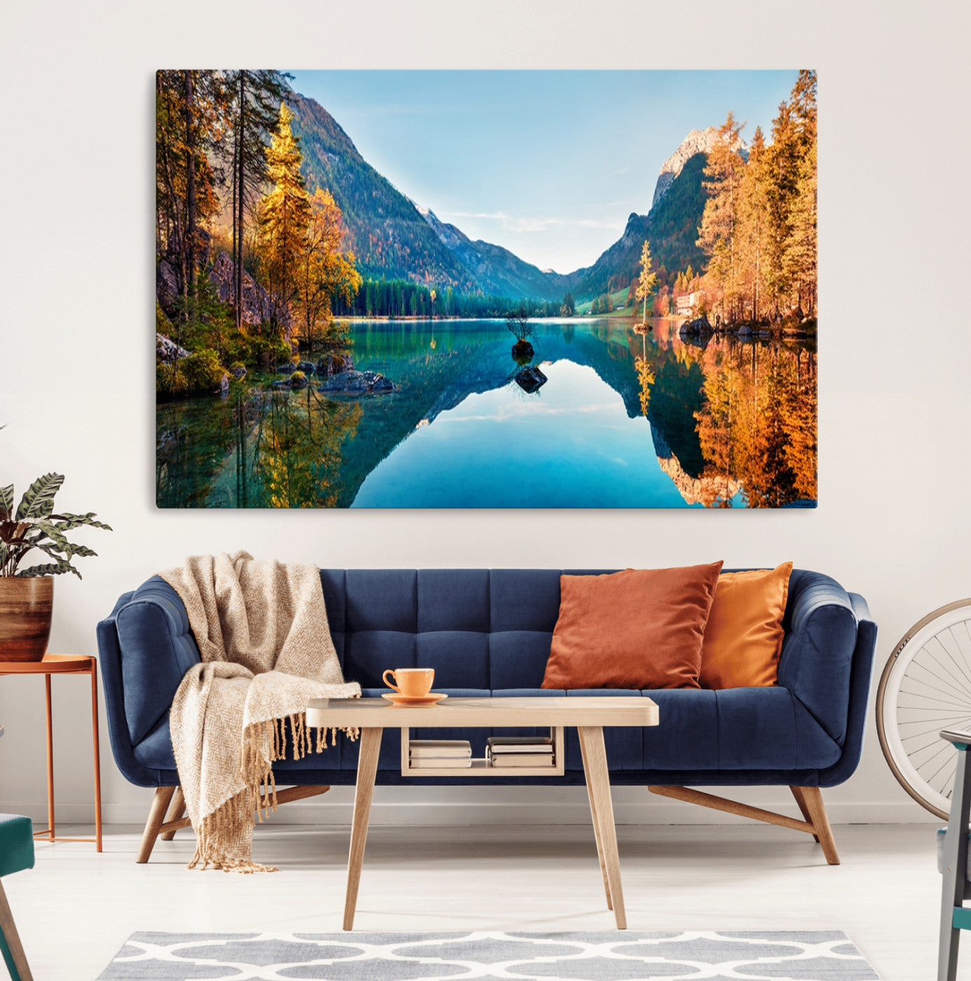 32962-MGV-CV-36X24-Mountain Lake Wall Art – Tranquil Autumn Landscape Canvas Print, Nature Reflection Decor for Living Room, Bedroom, Office or Cabin