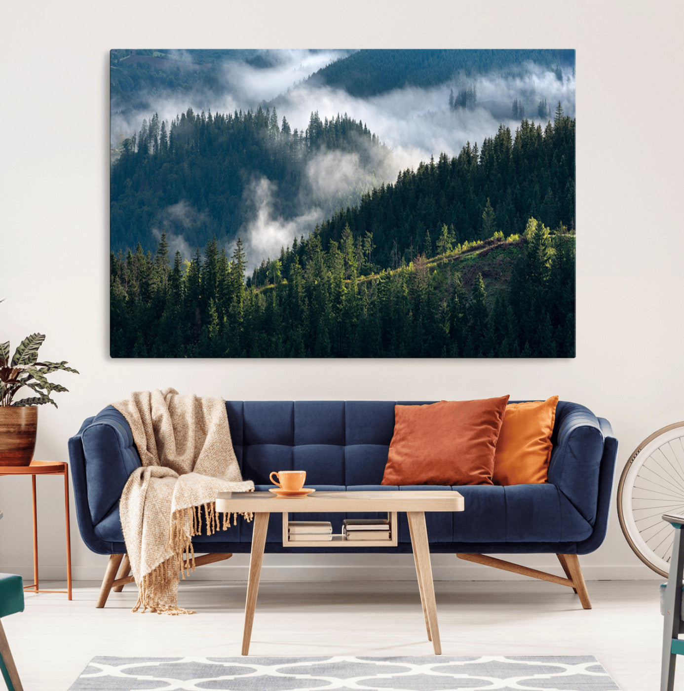 55972-MGV-CV-36X24-Whispering Pines Wall Art – Panoramic Misty Forest Canvas Print, Serene Nature Decor for Home, Office or Cabin Retreat