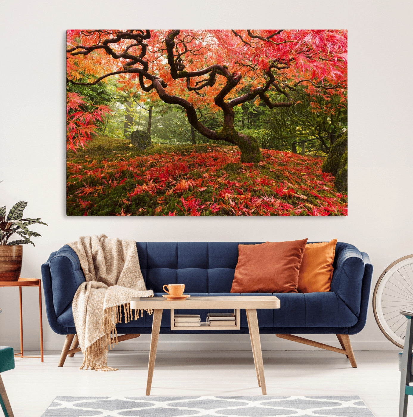 73343-MGV-CV-36X24-Autumn Maple Wall Art – Panoramic Vibrant Red Maple Tree Canvas Print, Seasonal Nature Decor for Office, Living Room or Garden
