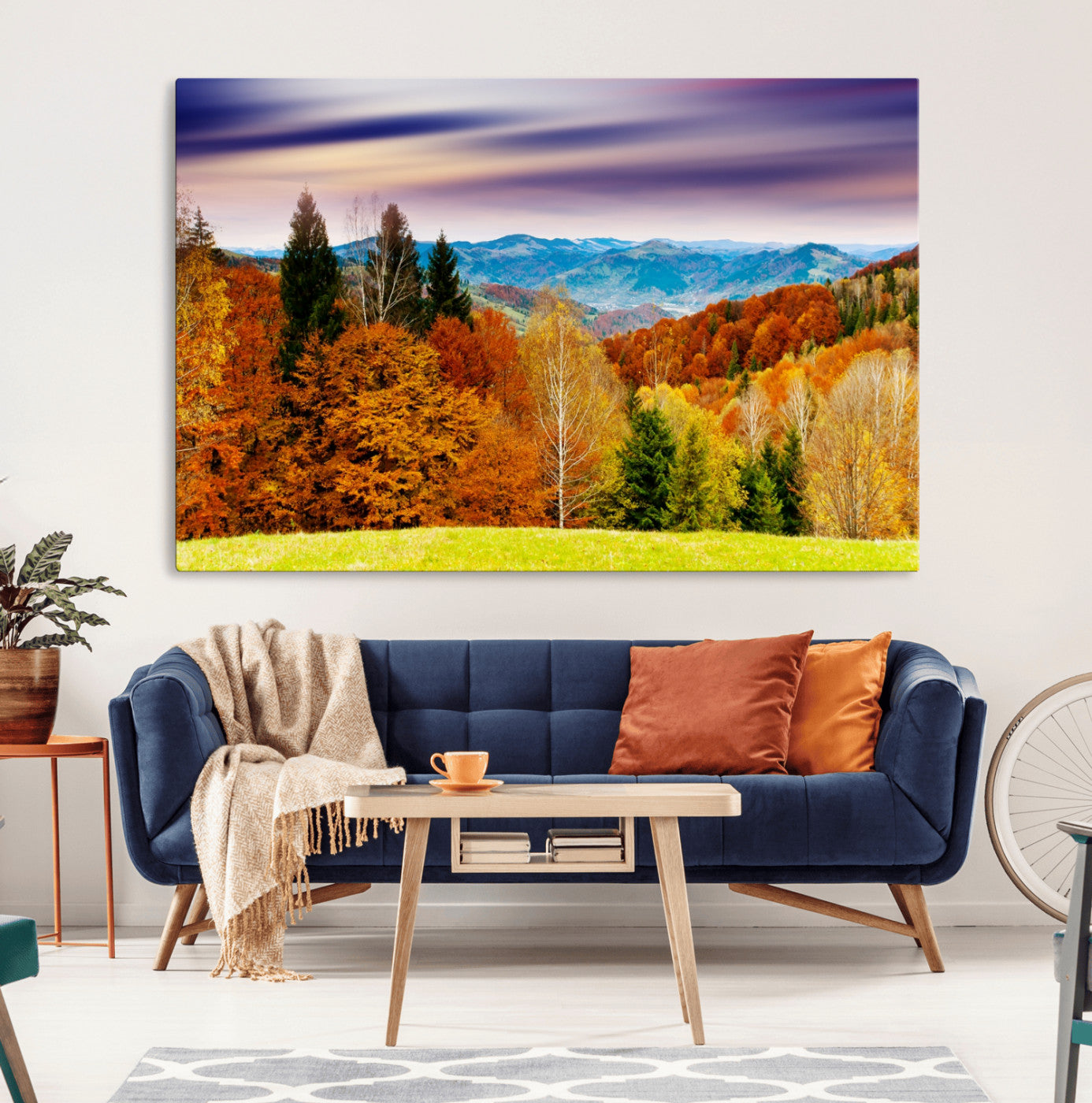 58007-MGV-CV-36X24-Autumn Mountain Landscape Wall Art – Stunning Fall Forest Canvas Print, Cozy Nature Decor for Home or Office