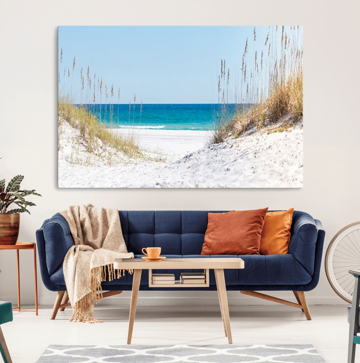 58498-MGV-CV-36X24-White Sandy Beach Wall Art – Panoramic Coastal Canvas Print, Ocean View Decor for Living Room, Bedroom, Office, Relaxing Seaside