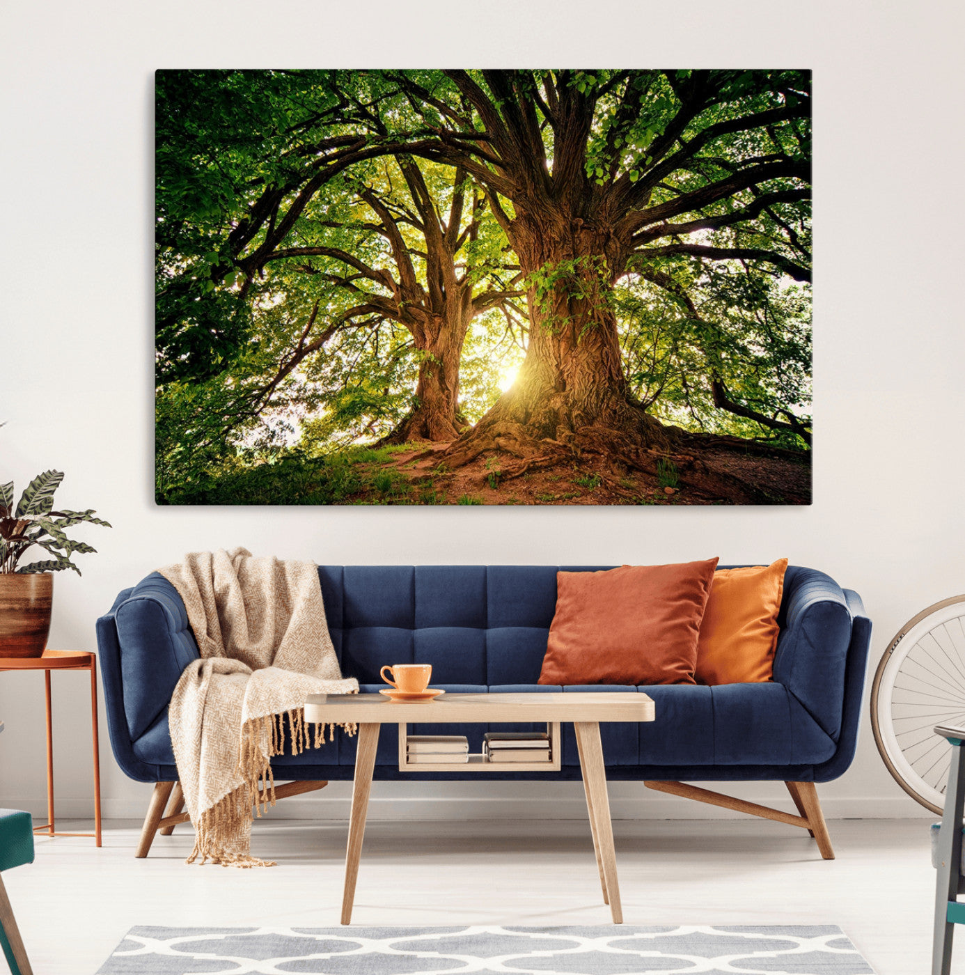 52150-MGV-CV-36X24-Majestic Tree Wall Art – Large Nature Canvas Print with Sunlight Through Branches, Rustic Forest Decor for Living Room, Bedroom or