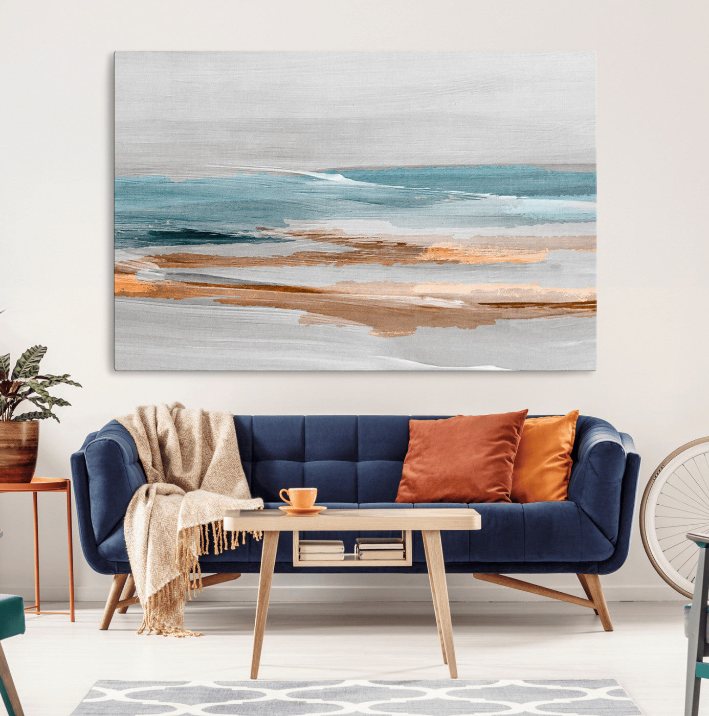 23430-MGV-CV-36X24-Abstract Coastal Wall Art – Modern Ocean Horizon Canvas Print, Minimalist Beach Scene Painting for Bedroom, Living Room, Office or