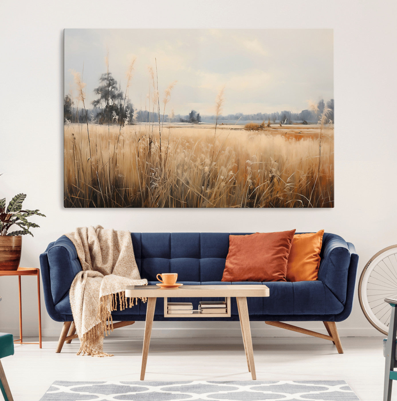 38193-MGV-CV-36X24-Golden Meadow Wall Art – Serene Grassland Landscape Canvas Print, Rustic Nature Decor for Bedroom, Living Room or Farmhouse