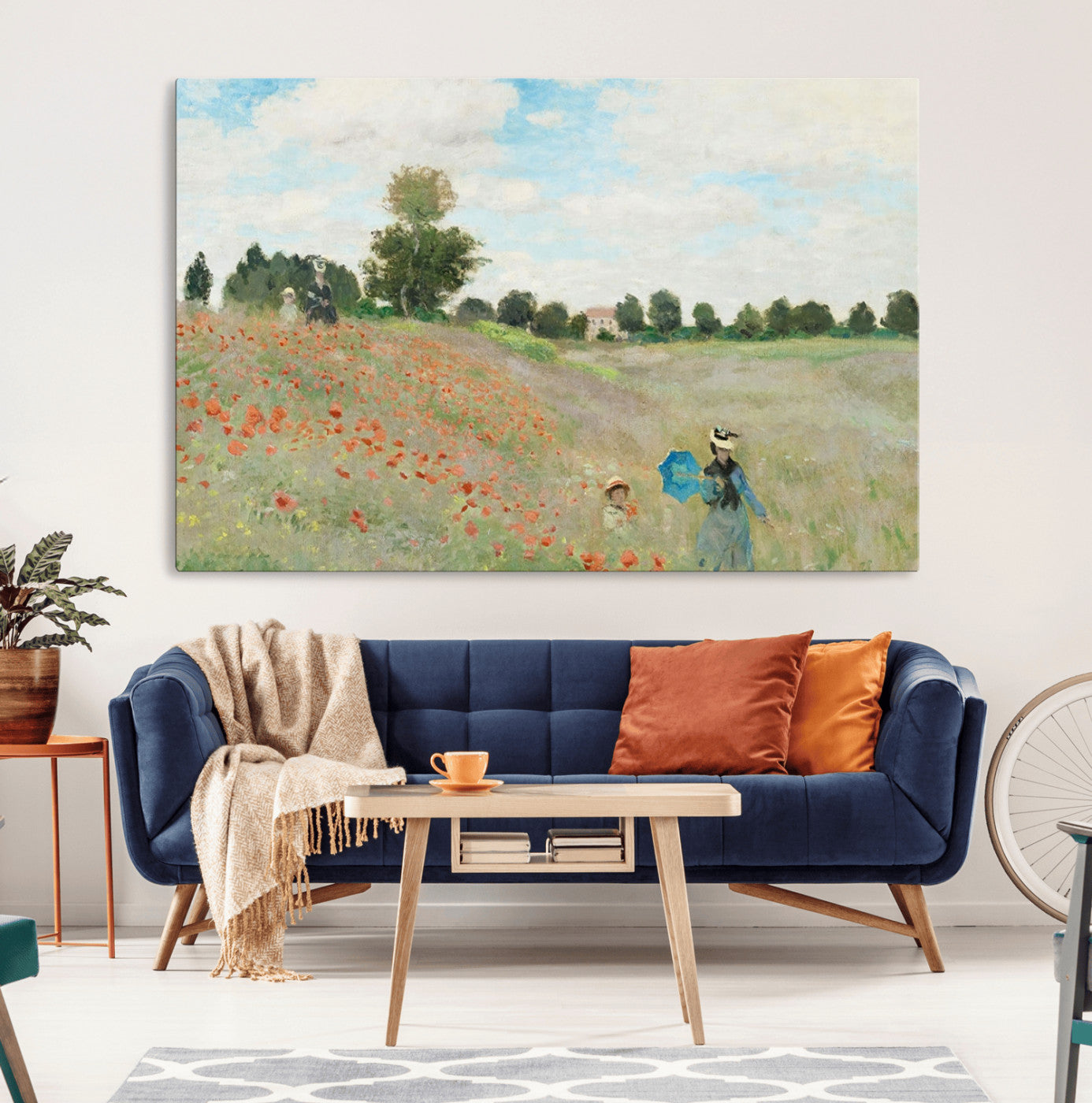 74890-MGV-CV-36X24-Monet Poppy Field Wall Art – Impressionist Landscape Canvas Print, Classic French Artwork for Living Room, Bedroom or Office Decor