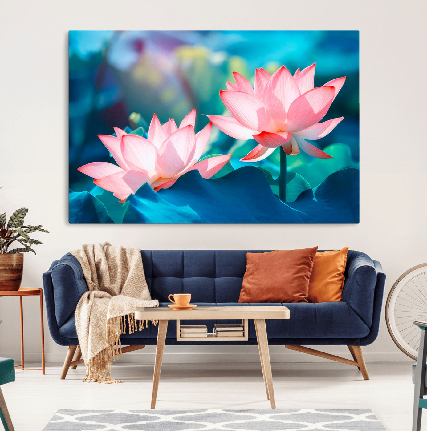 32559-MGV-CV-36X24-Lotus Flower Wall Art – Pink Water Lily Canvas Print, Tranquil Nature Decor for Living Room, Bedroom or Meditation Space