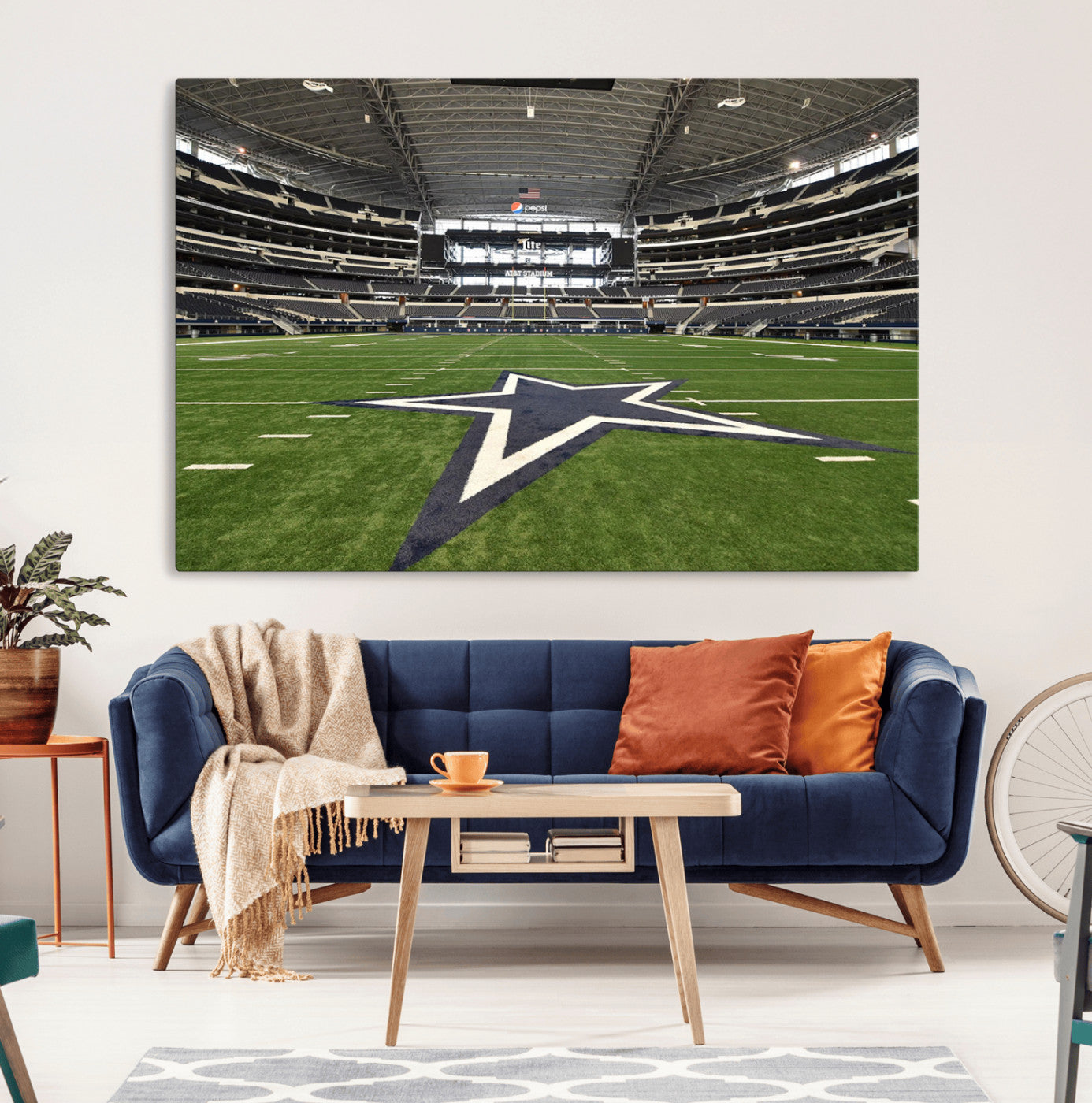 14834-MGV-CV-36X24-Dallas Att Stadium Wall Art Canvas Print, Framed Texas NFL Stadium Art Picture Print, American Football Stadium Perfect Sports
