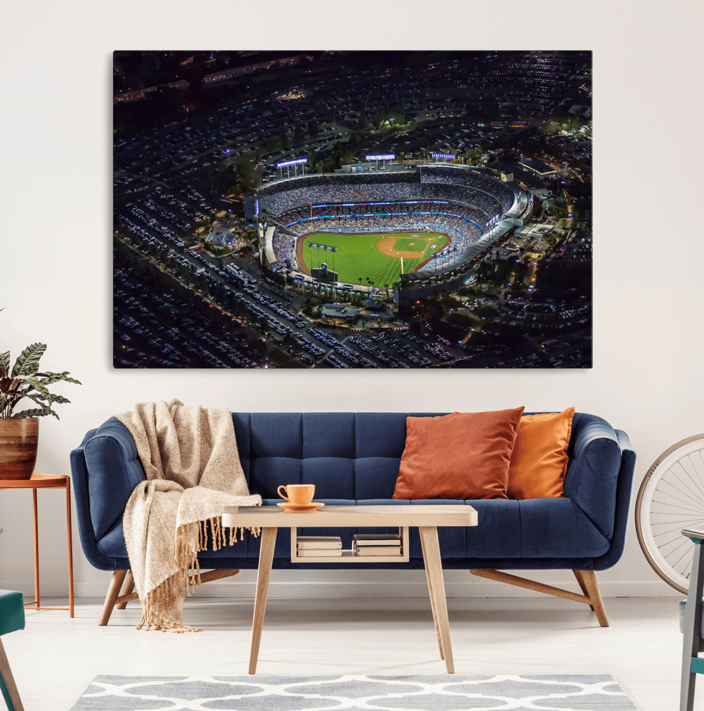 16515-MGV-CV-36X24-Dodgers Stadium Wall Art Canvas Print, Framed Baseball Stadium Art Picture Print, Dodgers Field Perfect Sport Room Decor Artwork