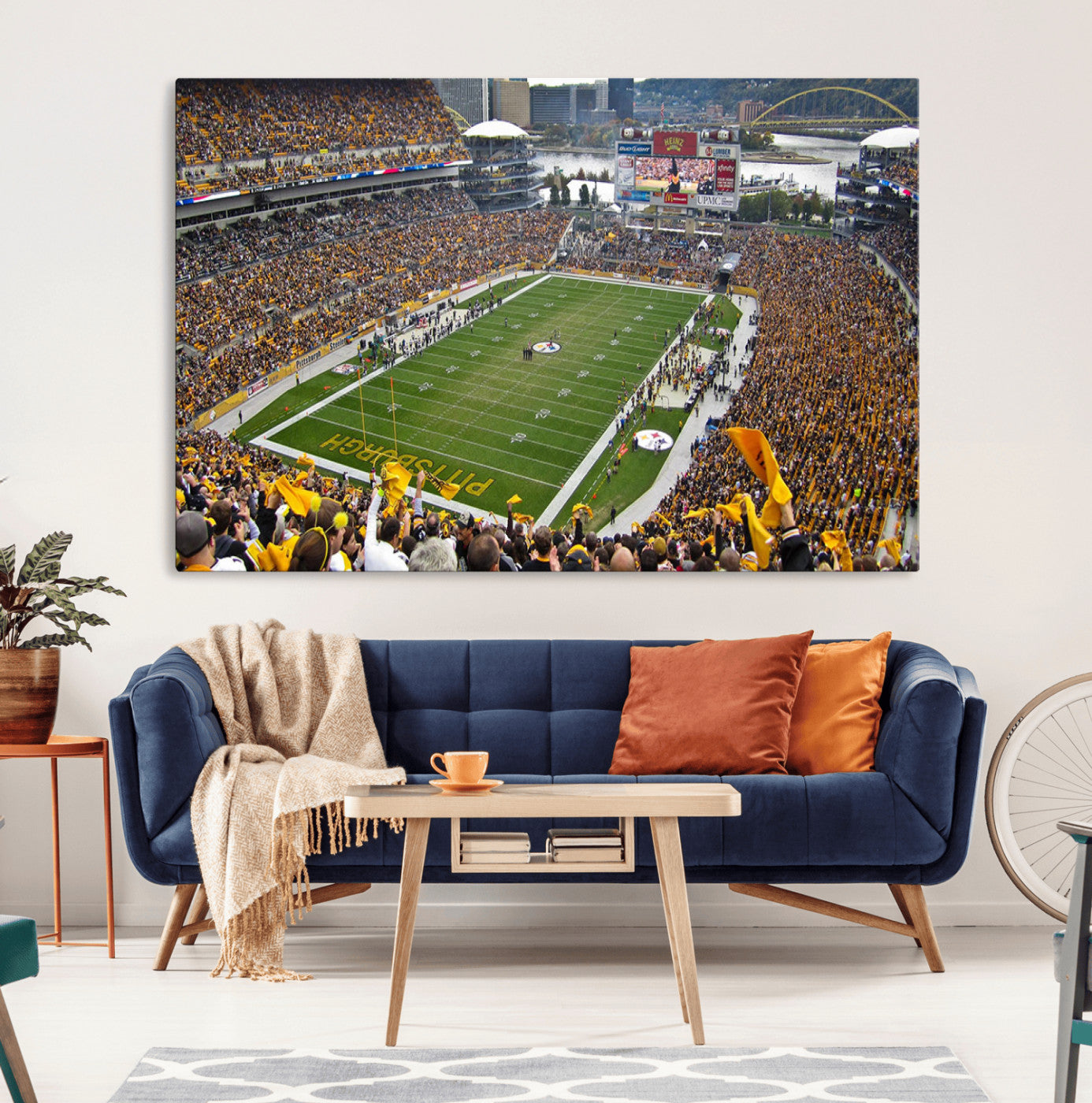 51419-MGV-CV-36X24-Heinz Field Wall Art Canvas Print, Framed Pittsburgh Stadium Field Art Picture Print, Heinz Stadium Field Perfect Sports Room
