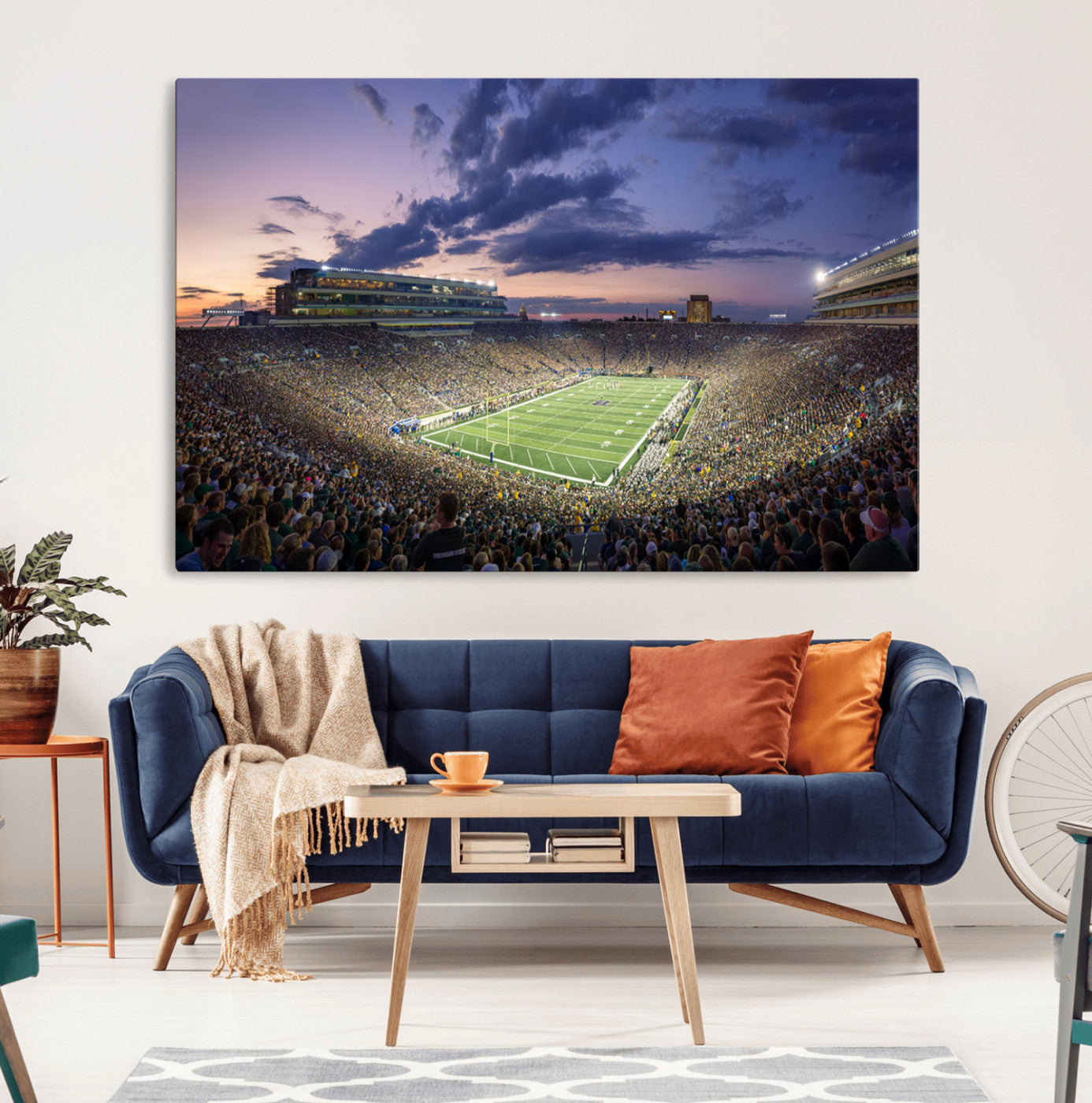 50825-MGV-CV-36X24-Notre Dame Stadium Wall Art Canvas Print, Framed Indiana Stadium Art Picture Print, Football Stadium Perfect Sports Room Decor