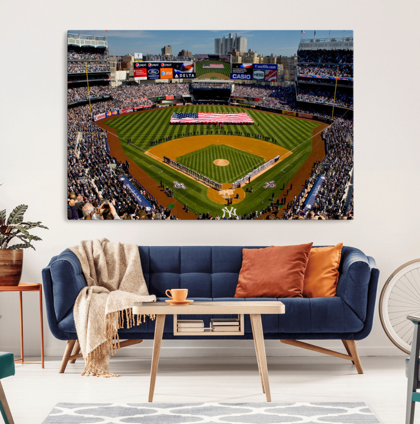 20879-MGV-CV-36X24-Yankee Stadium Wall Art Canvas Print, Framed New York Stadium Art Picture Print, Yankee Field Perfect Sport Room Decor Artwork