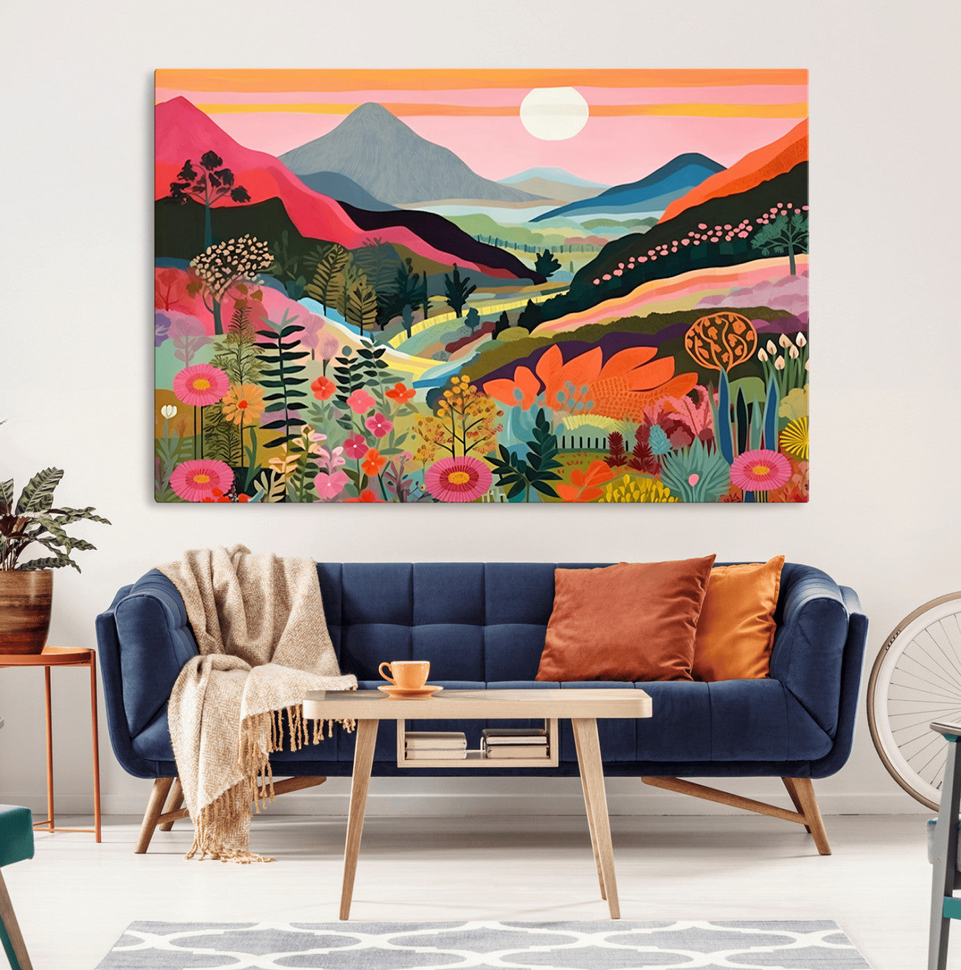 61376-MGV-CV-36X24-Floral Valley Wall Art – Panoramic Mountain Landscape Canvas Print, Vibrant Nature Decor for Living Room, Office, or Bedroom