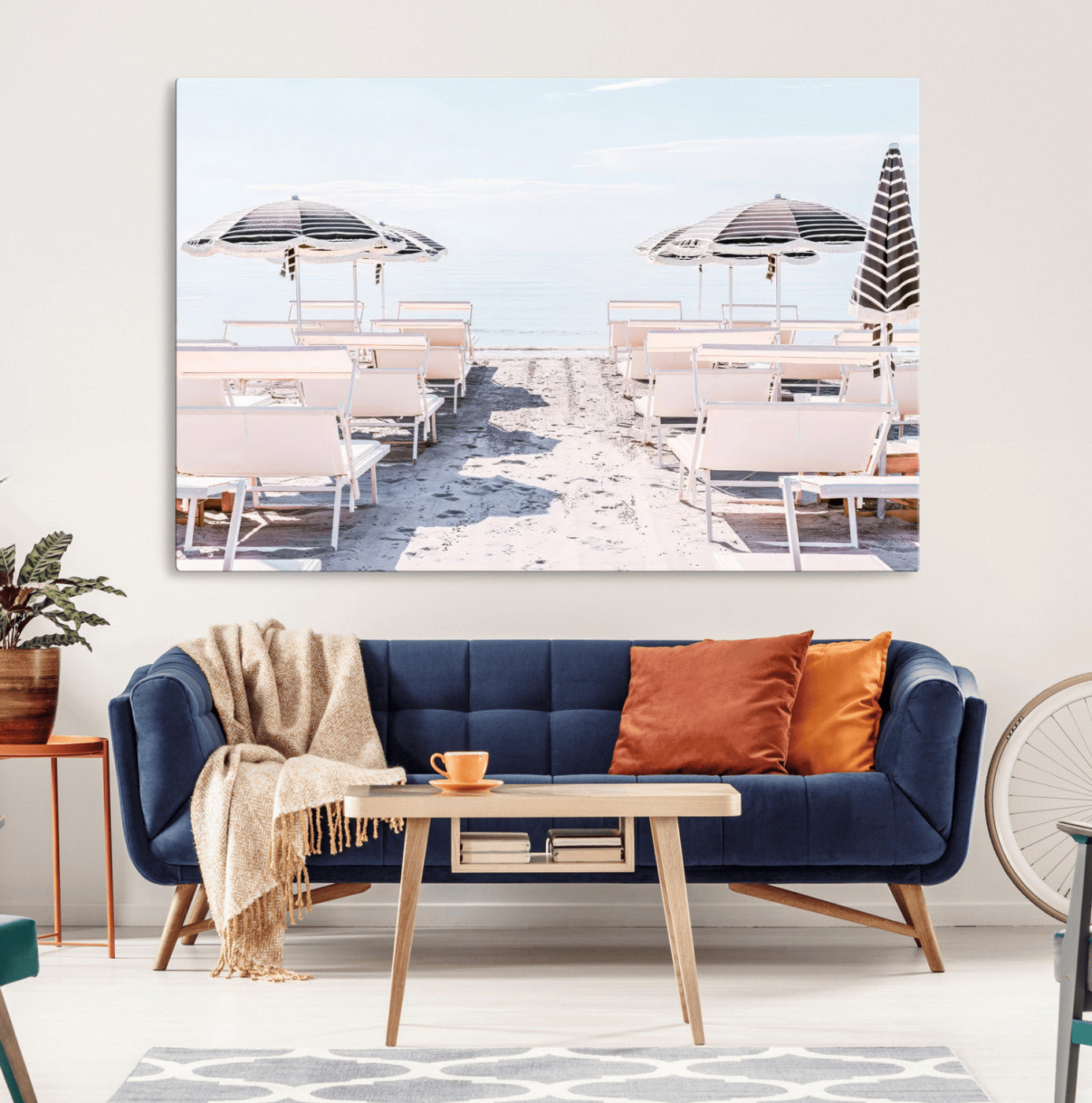 67623952-MGV-CV-36X24-Minimalist Beach Wall Art Canvas Print, Framed Pastel Sand Art Picture Print, Beach Aesthetic Perfect Coastal Minimalist Decor