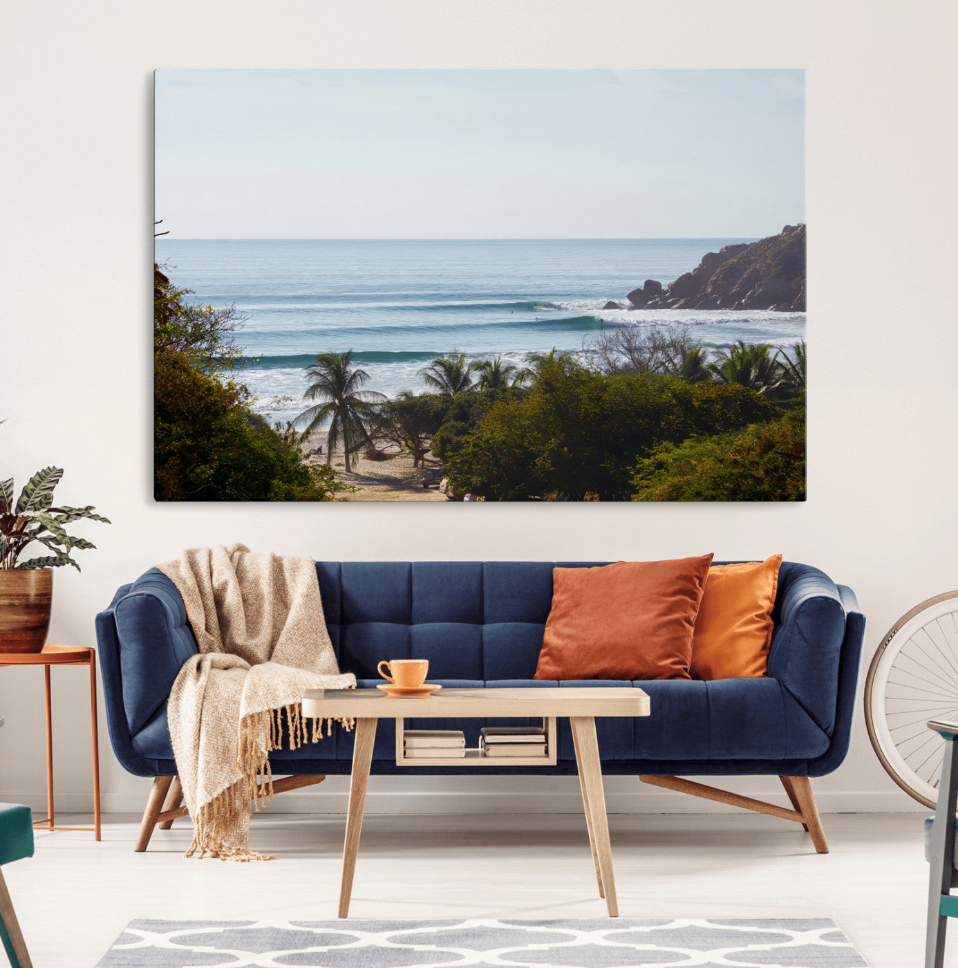 88336640-MGV-CV-36X24-Tropical Beach Scene Wall Art Canvas Print, Framed Coastal Photography Art Picture Print, Ocean Horizon Art Perfect Coastal Boho