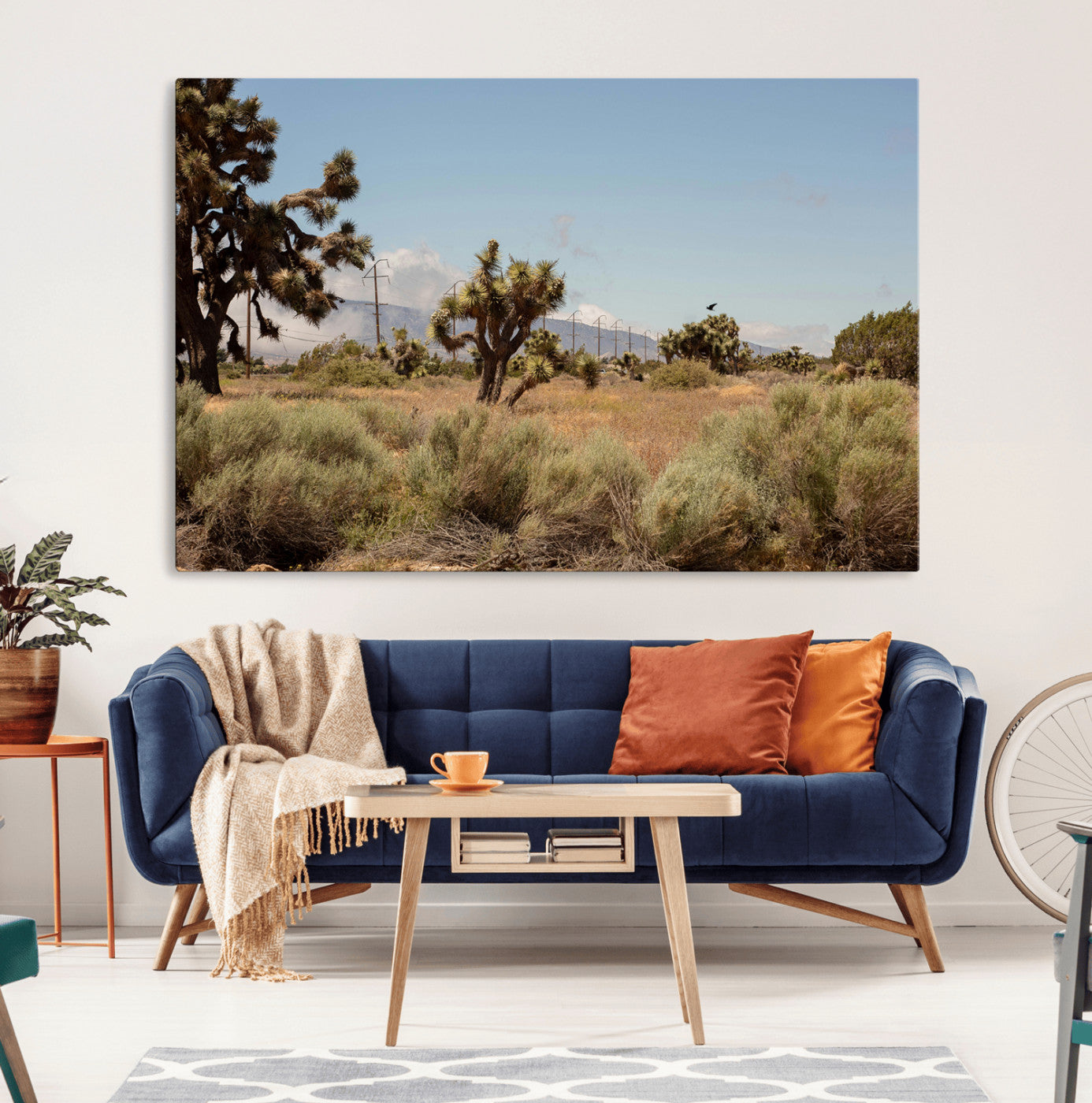 16114018-MGV-CV-36X24-Joshua Tree Wall Art Canvas Print, Framed Desert Landscape Art Picture Print, Mountain Horizon Perfect Southwestern Boho Decor