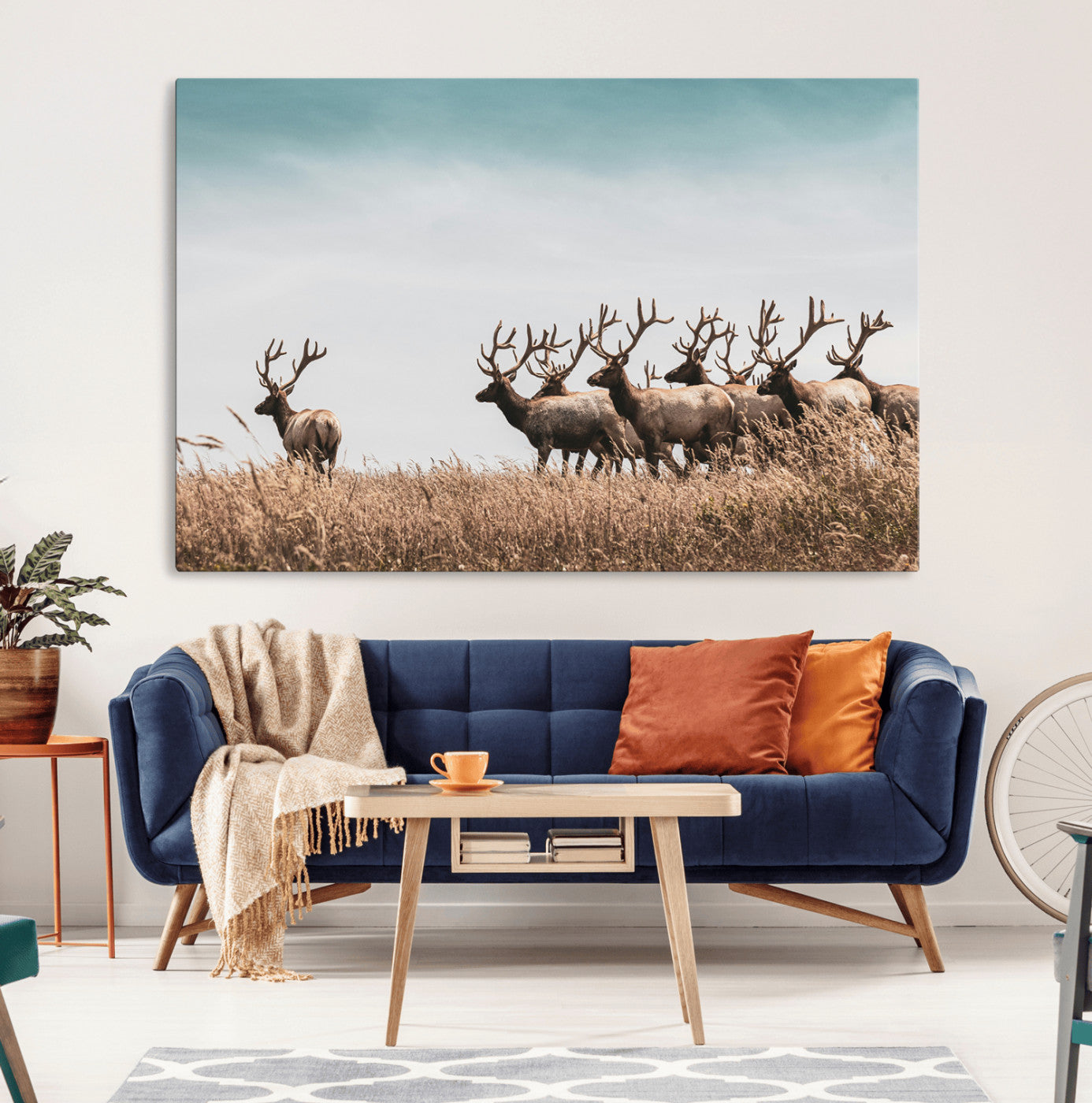 81594705-MGV-CV-36X24-Elk Herd Wall Art Canvas Print, Framed Wildlife Photography Art Picture Print, Rustic Nature Print Perfect Rustic Wildlife Decor