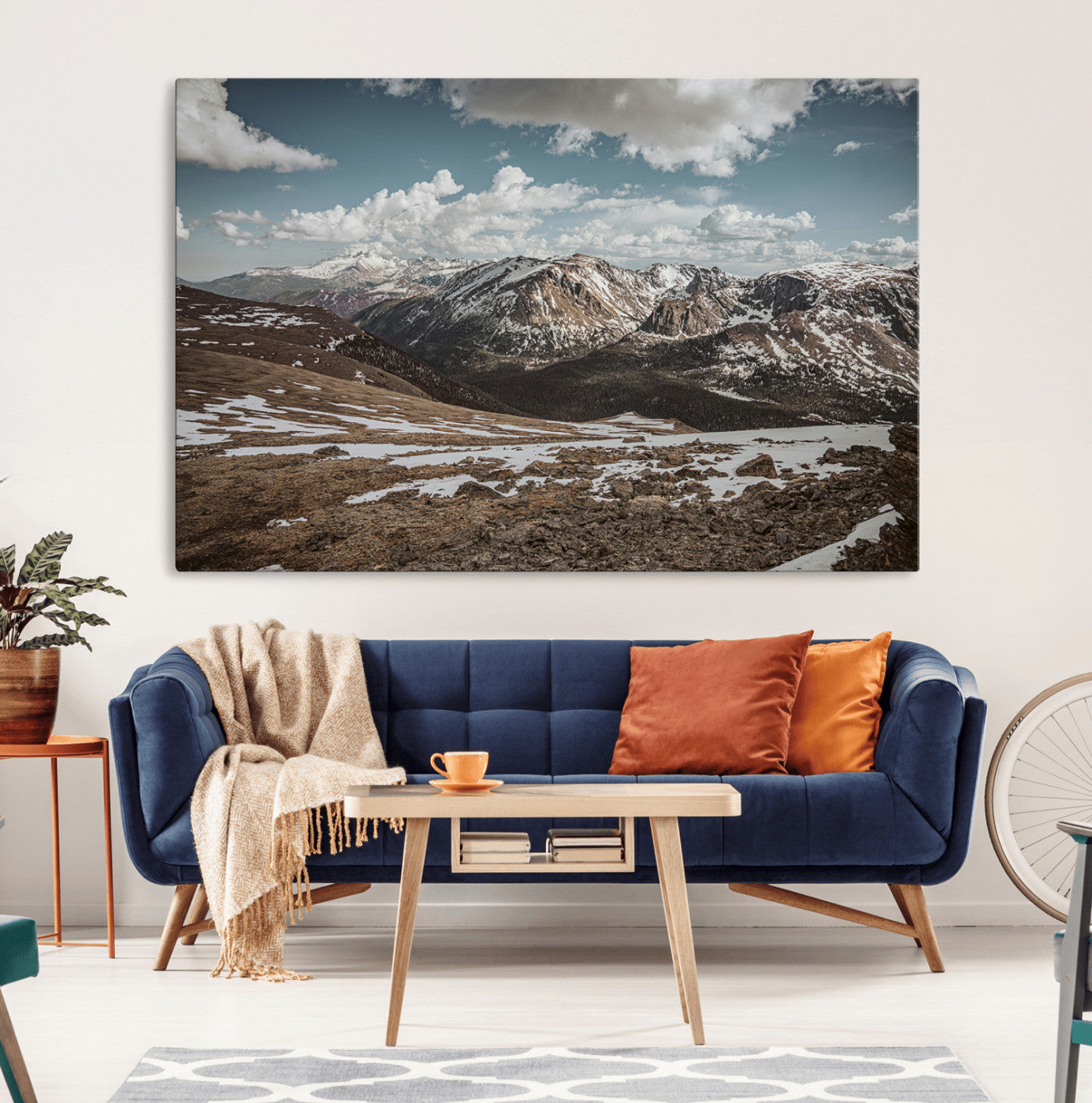 44565953-MGV-CV-36X24-Mountain Landscape Wall Art Canvas Print, Framed Snowy Peaks Art Picture Print, Rugged Highlands Perfect Rustic Adventure Decor