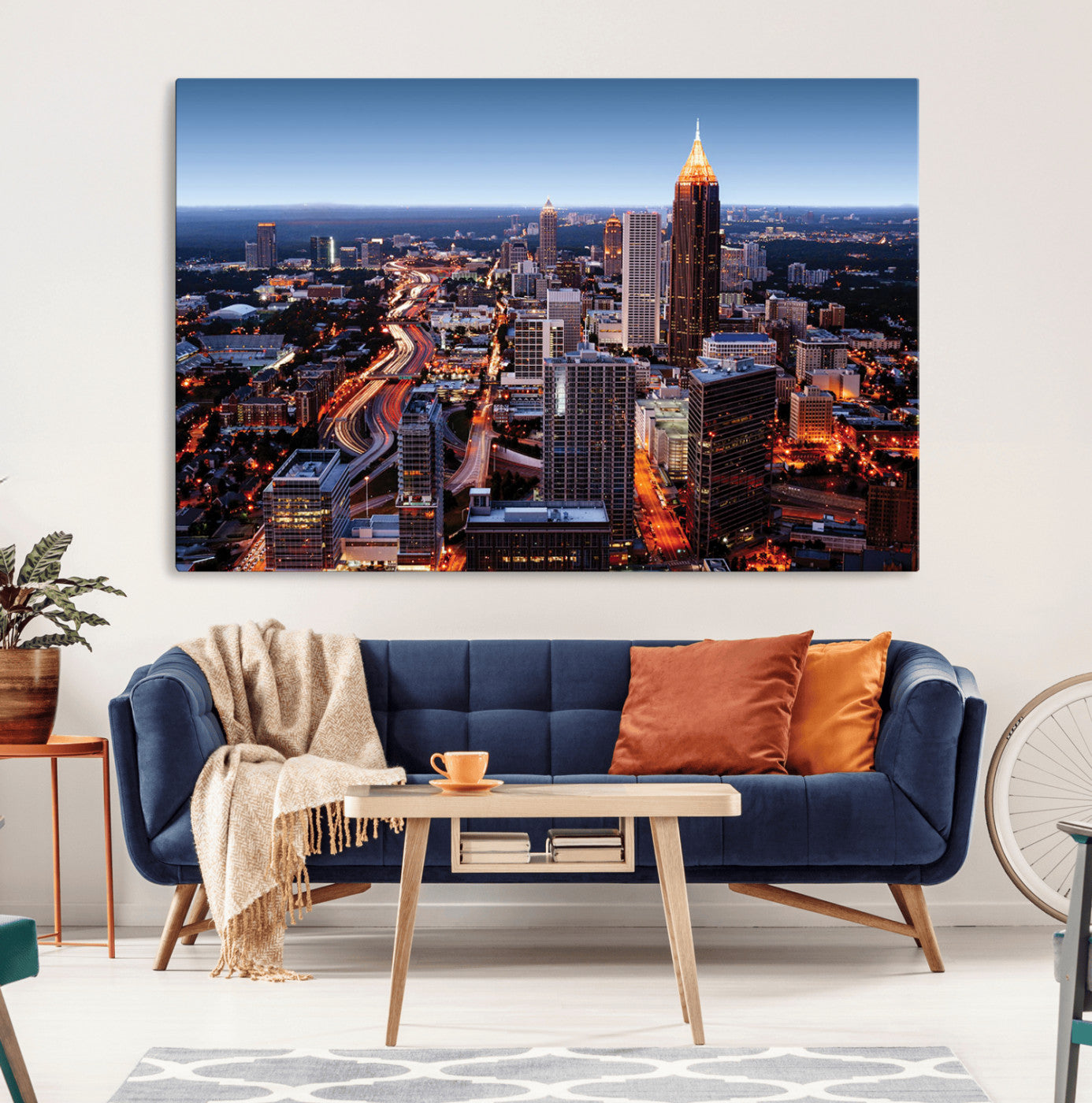 81886632-MGV-CV-36X24-Atlanta Skyline Wall Art – Vibrant City Lights Canvas Print, Modern Urban Cityscape Decor for Living Room, Office, or Apartment