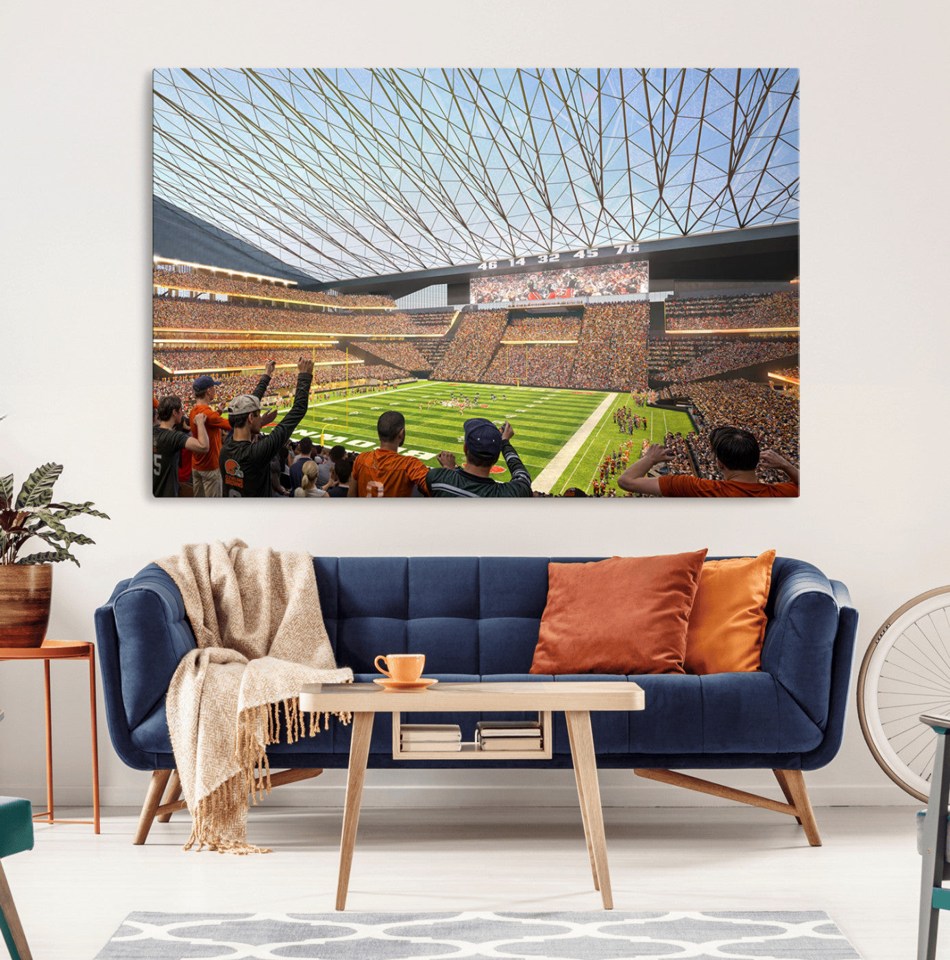 81960112-MGV-CV-36X24-Futuristic Football Stadium Wall Art – Modern Dome Arena Canvas Print, Chicago Bears Concept Design Sports Decor for Man Cave or