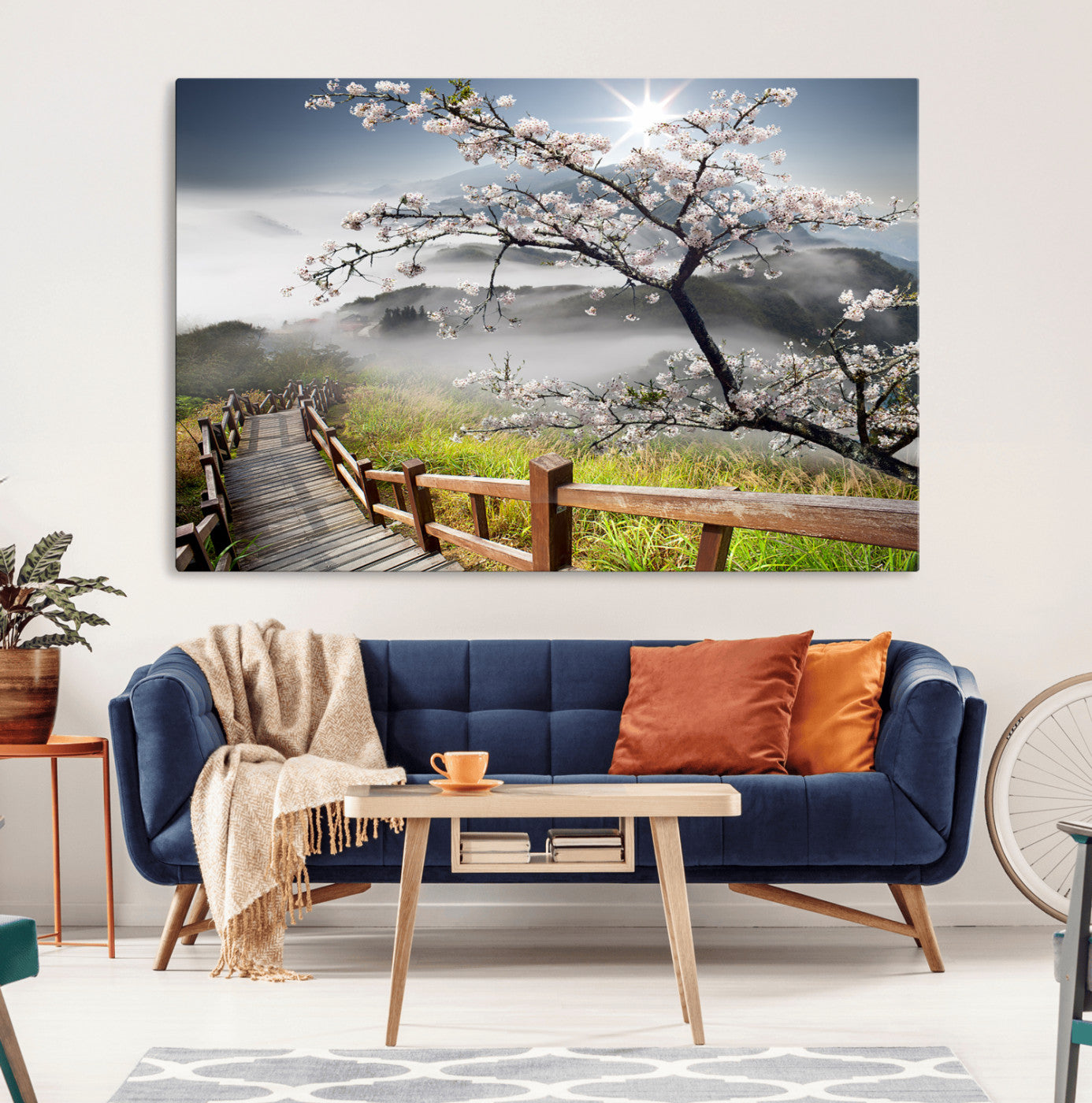 34632598CRY-MGV-CV-36X24-Sakura Cherry Blossom Pathway Canvas Wall Art – Tranquil Walk Through Blossoming Nature – Ready to Hang